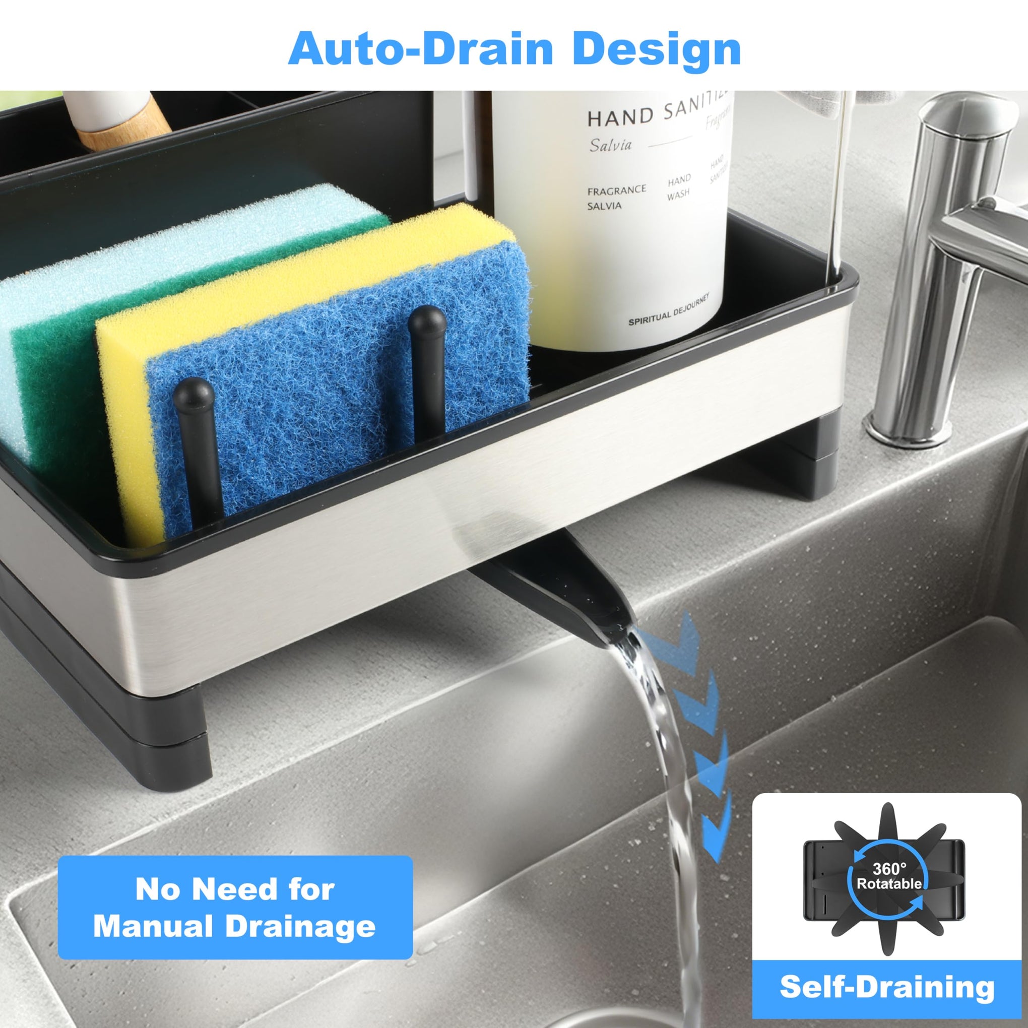 Sponge Holder for Kitchen Sink Caddy Organizer