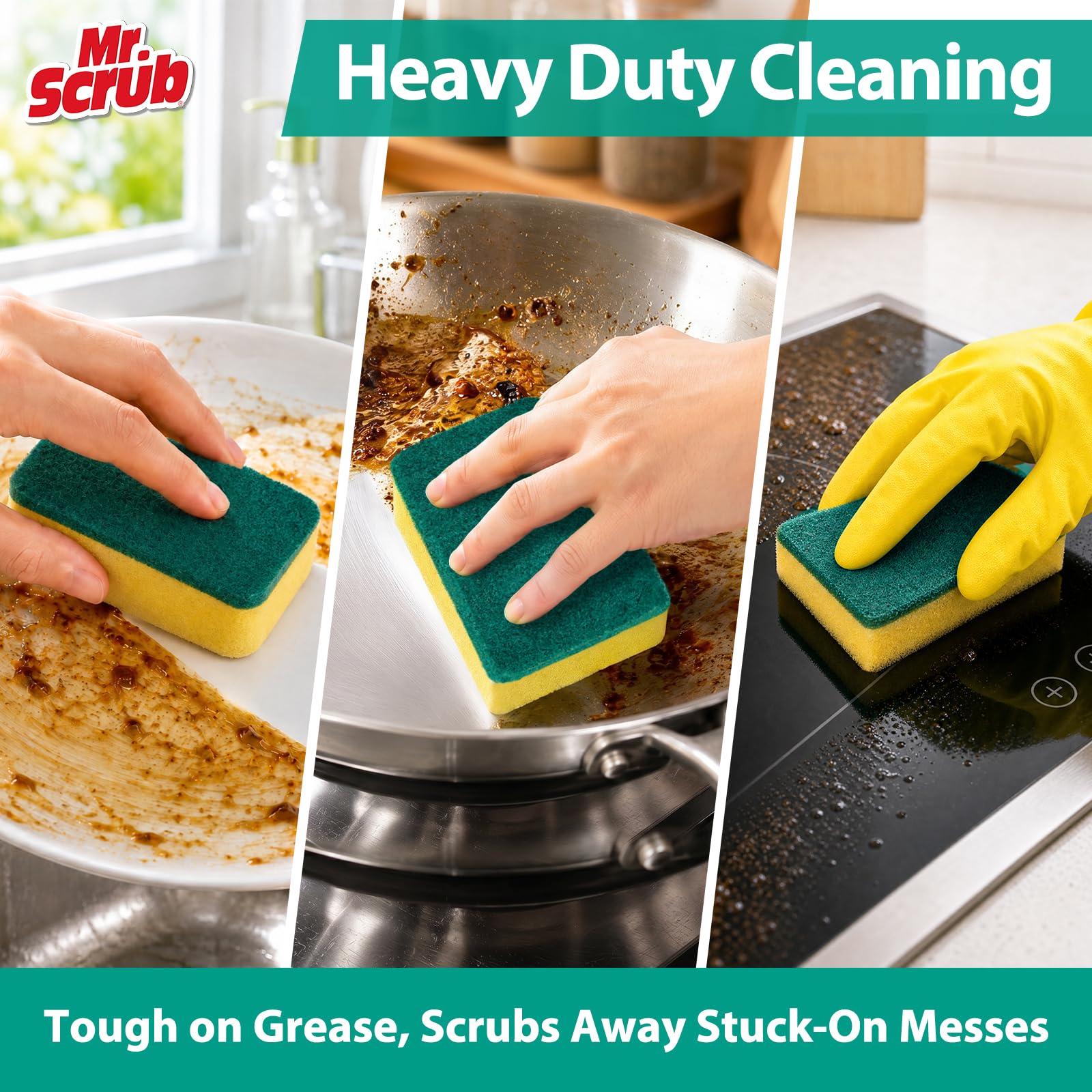 Sponges Kitchen Scrub Dish Sponge Scouring Pad (24 Count)