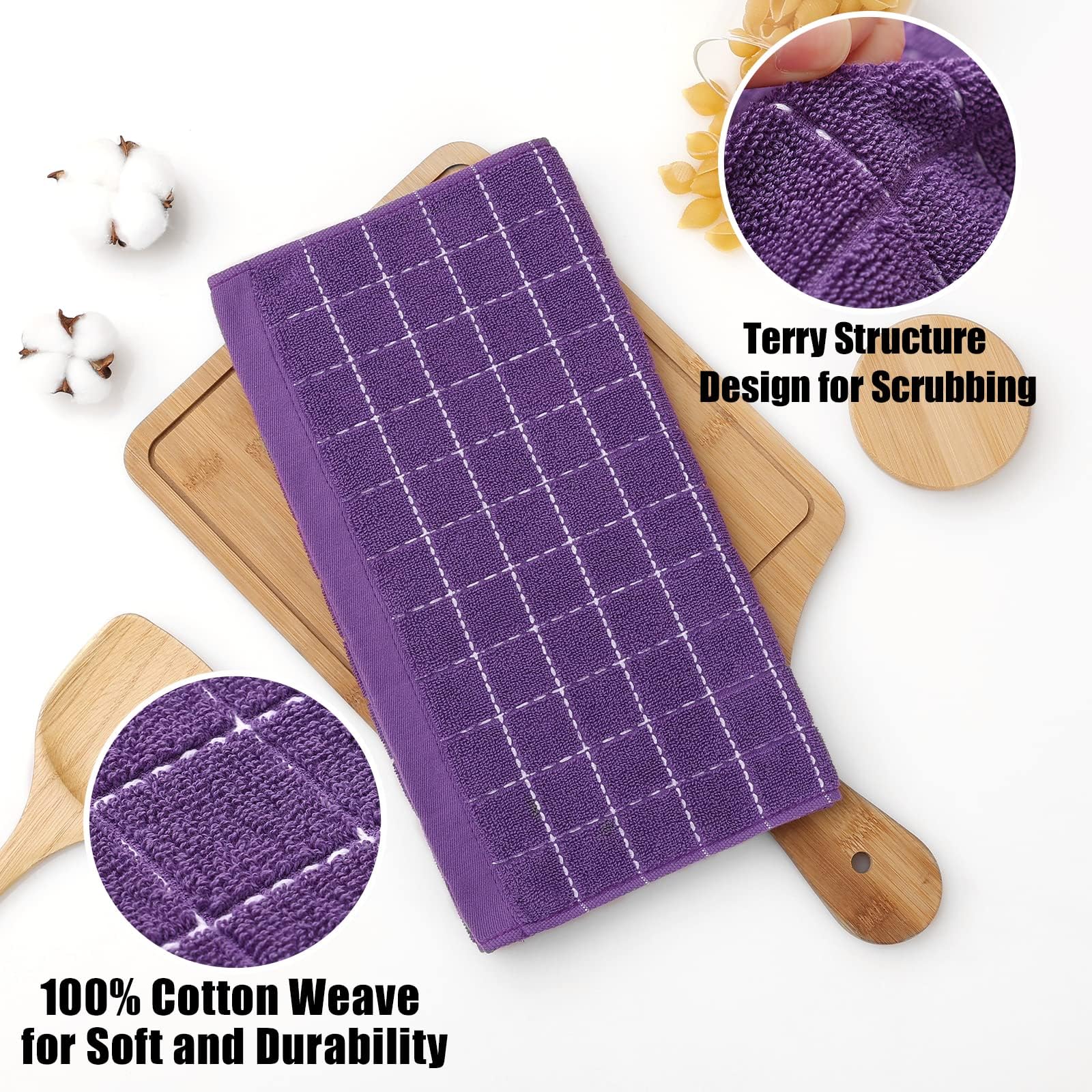 100% Cotton Terry Kitchen Dish Cloths (12 Count)