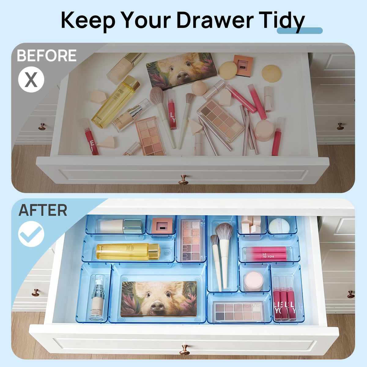 25 Pack Plastic Drawer Organizers with Non (25 Count)