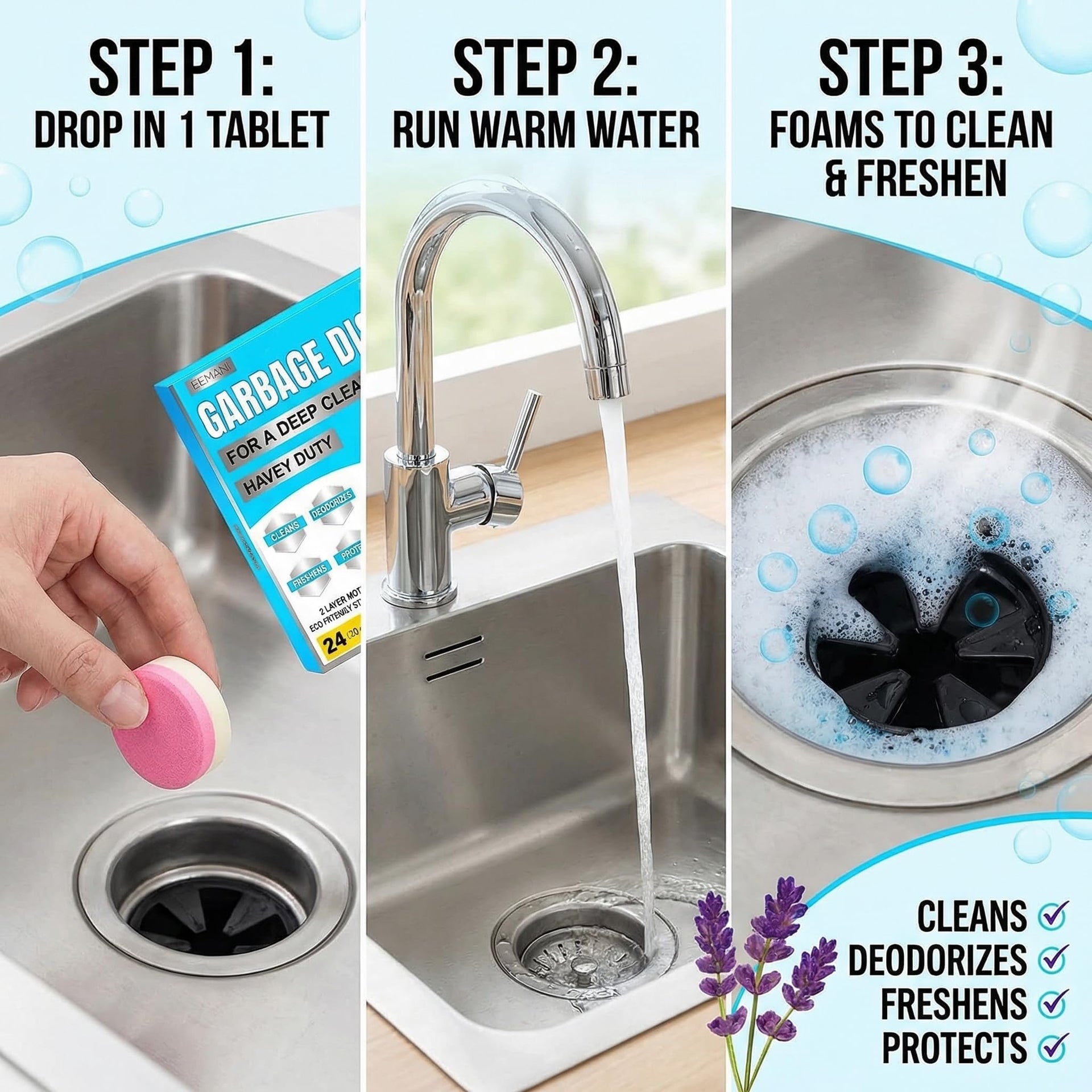 Garbage Disposal Cleaner Tablets 24 Pack (24 Count)
