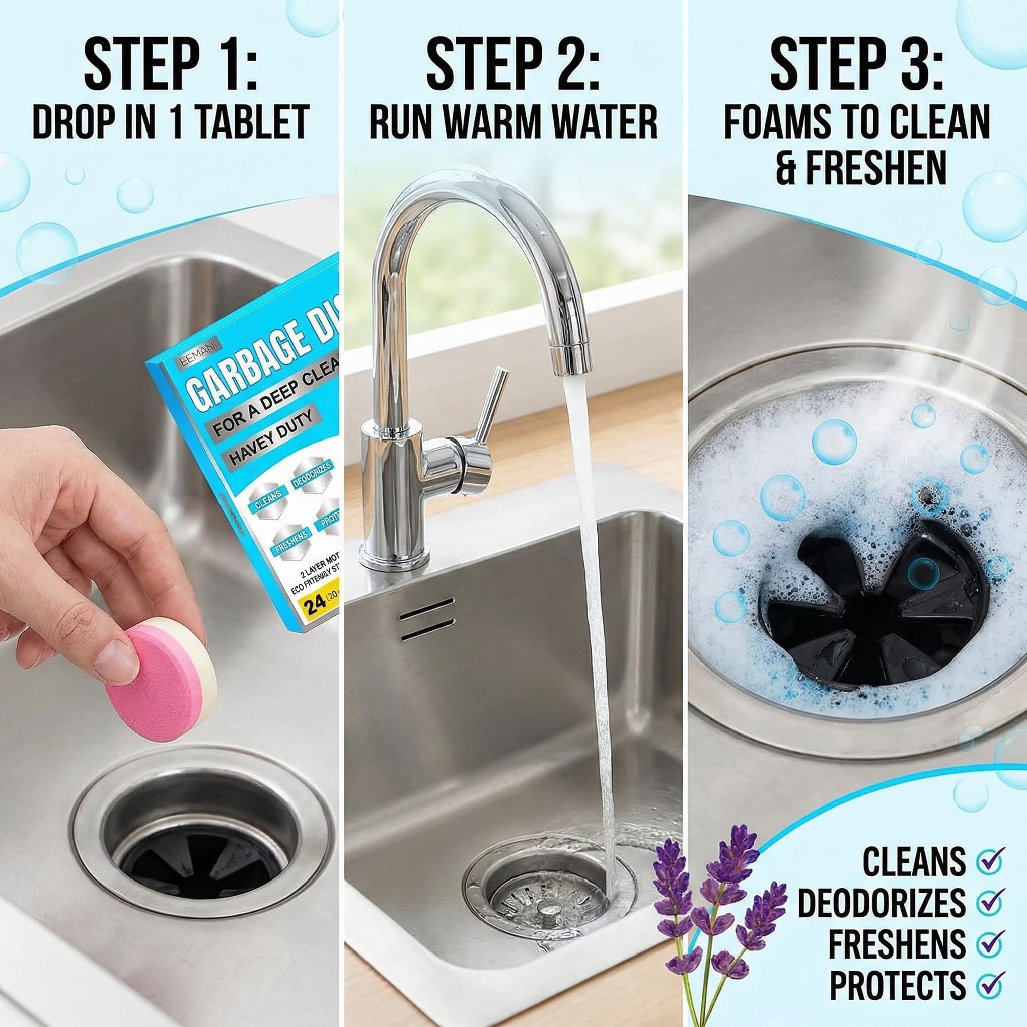 Garbage Disposal Cleaner Tablets 24 Pack (24 Count)