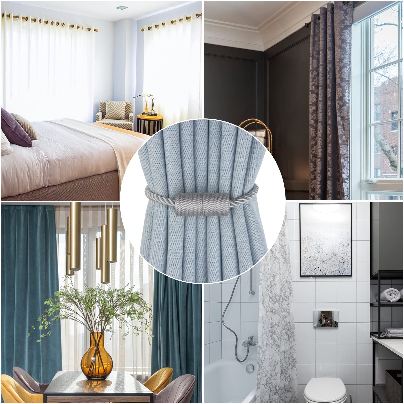 Magnetic Curtain Tiebacks Decorative Holdbacks Rope Tie Back Drapes Hangtty