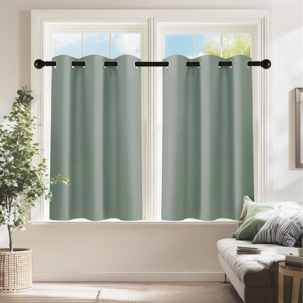 Sage Green Small Curtains for Bathroom