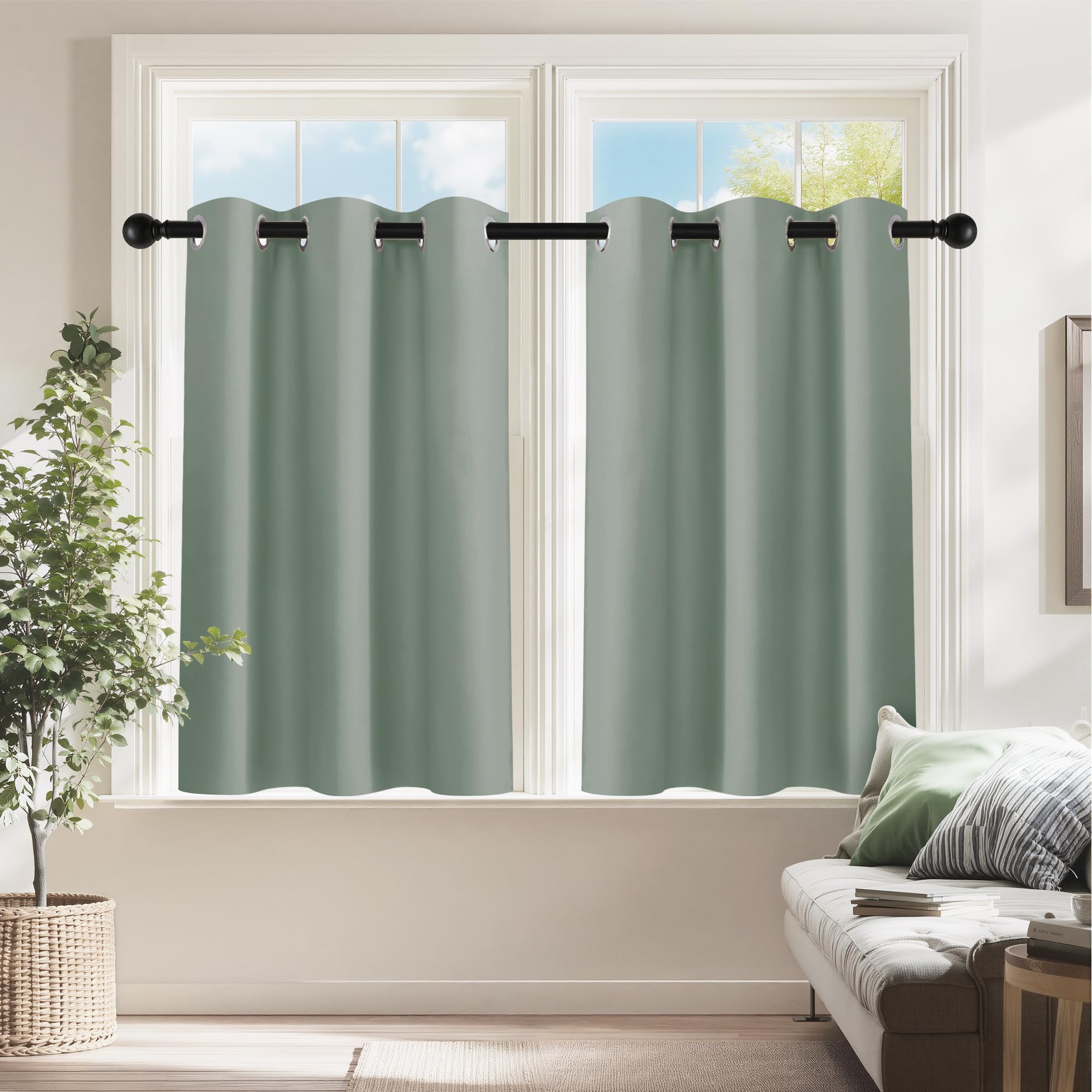 Sage Green Small Curtains for Bathroom