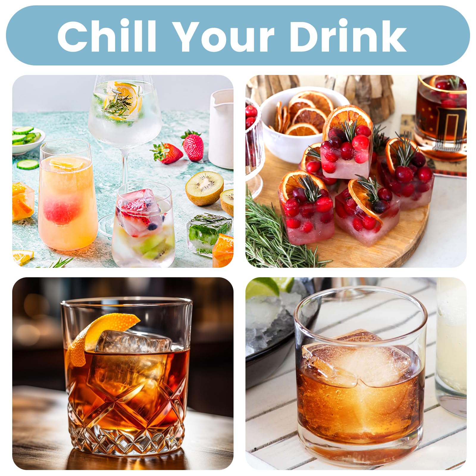 Large Silicone Ice Cube Tray 3Pack (3 Count)