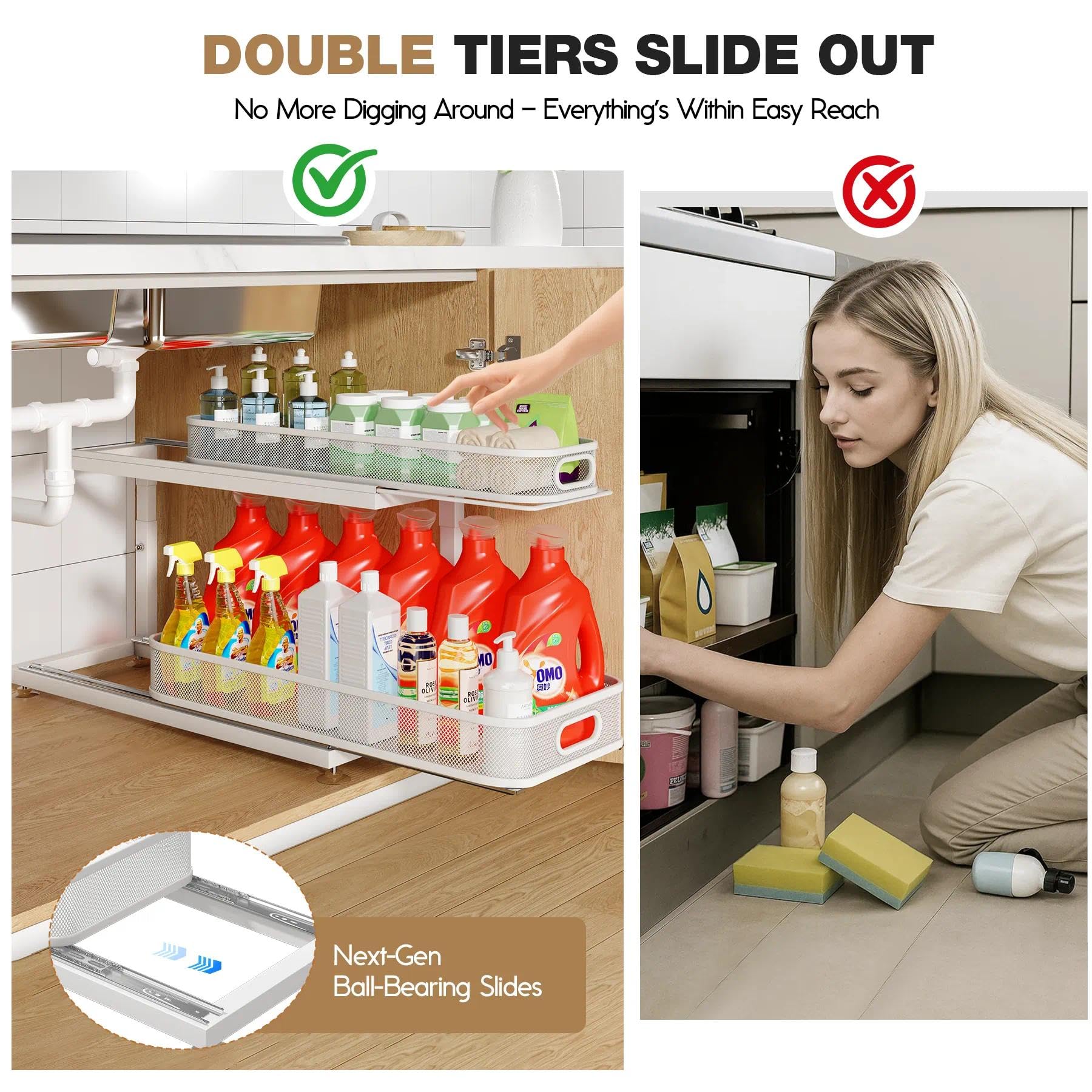 2 Pack 21.3 IN Depth Under Sink Organizer With Next (2 Count)