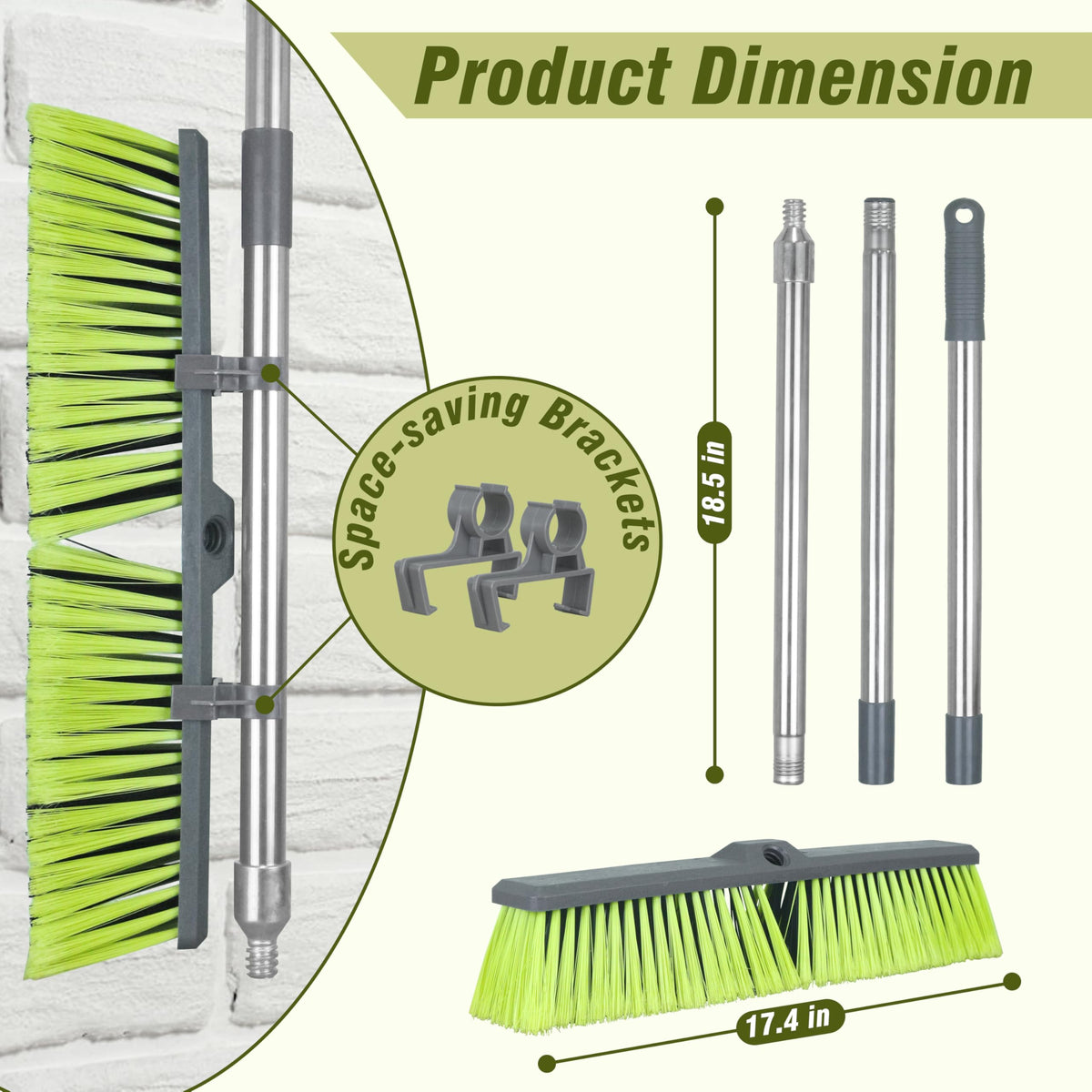 18" Push Broom with 47" Long Handle