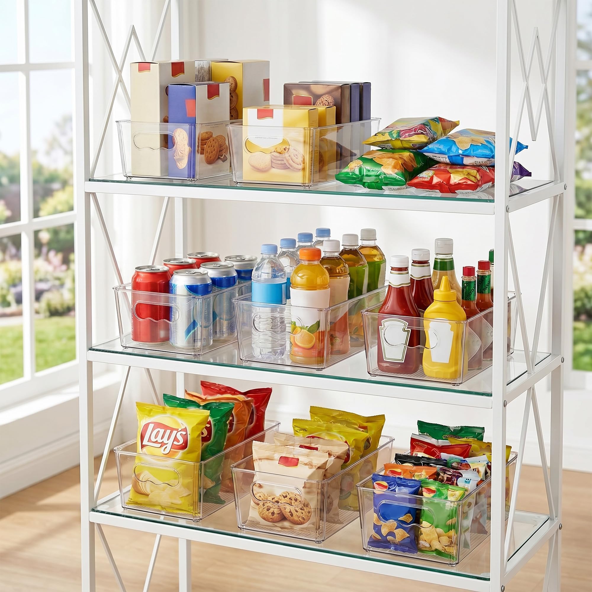 4pcs Clear Storage Bins with Handles (4 Count)