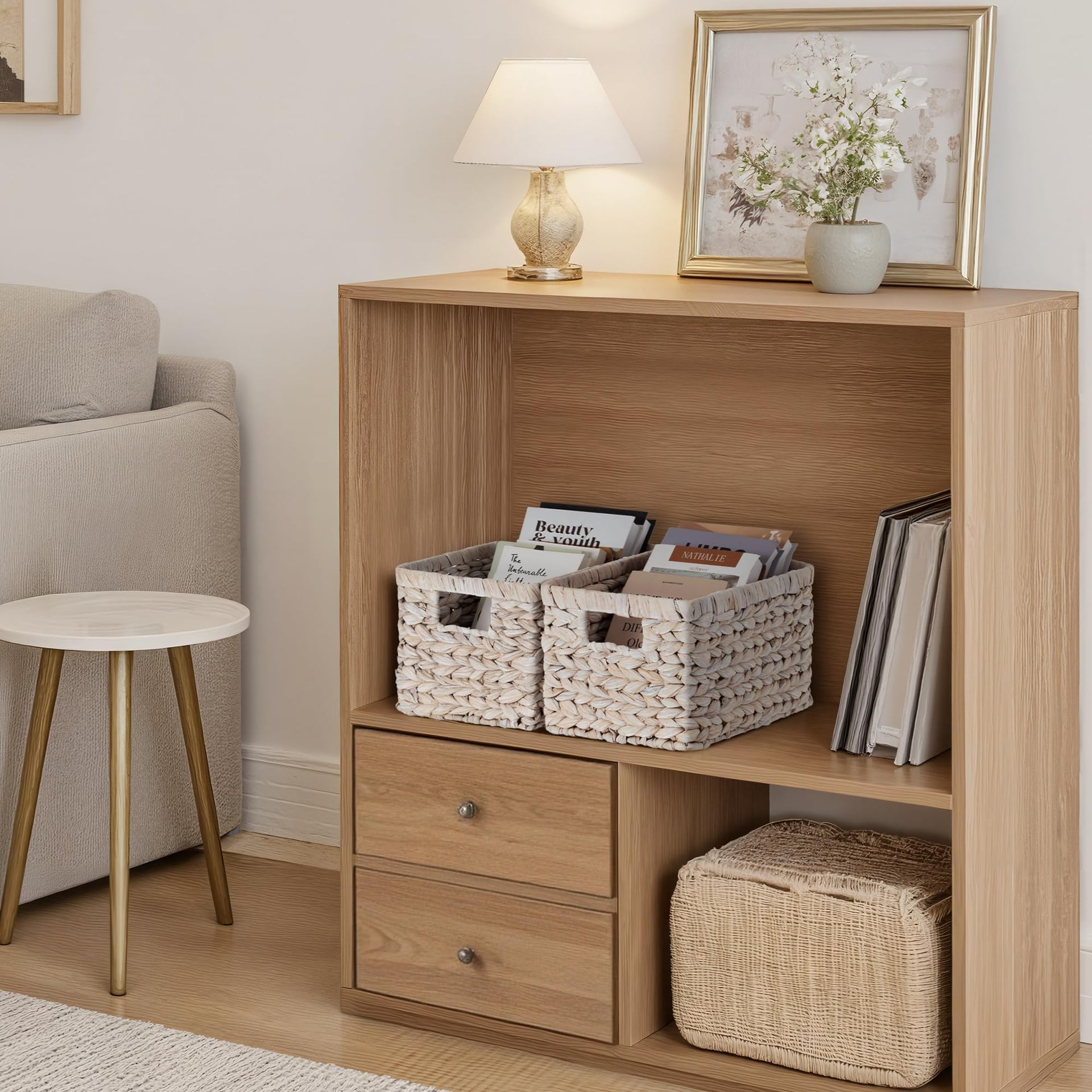Wicker Storage Baskets for Shelves (2 Count)