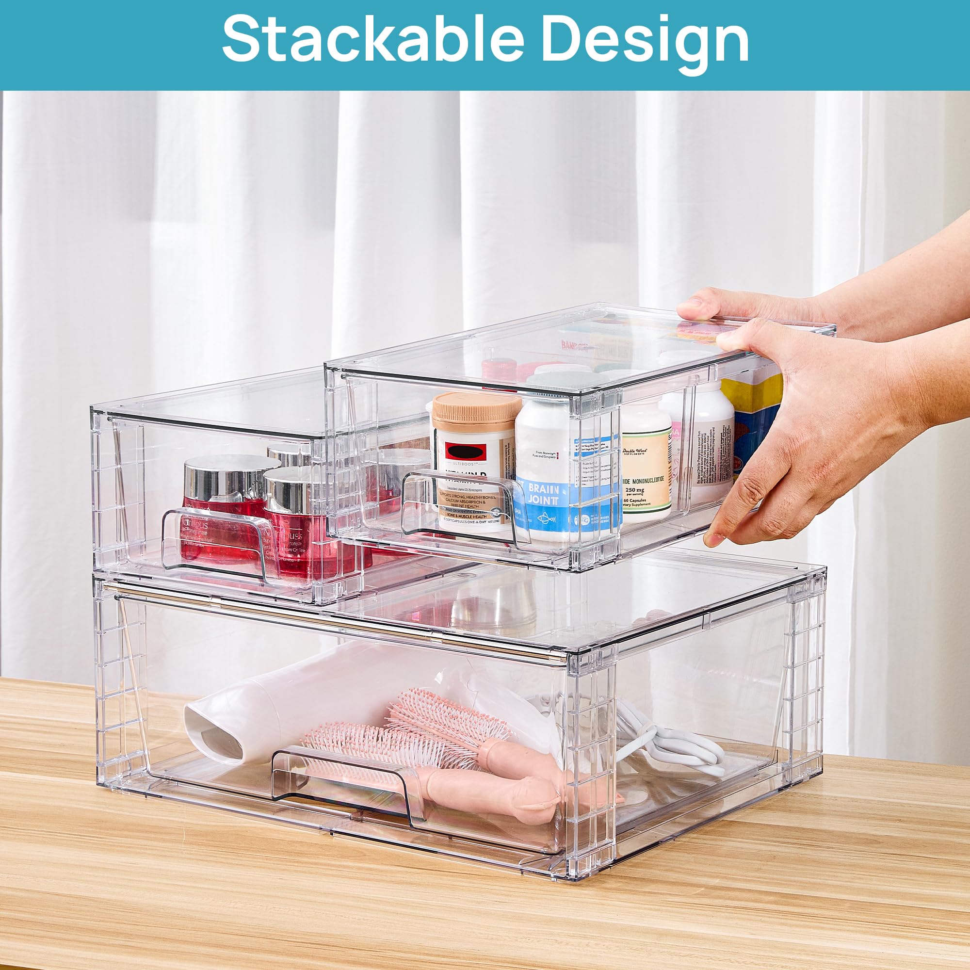 Clear Stackable Storage Drawers (3 Count)
