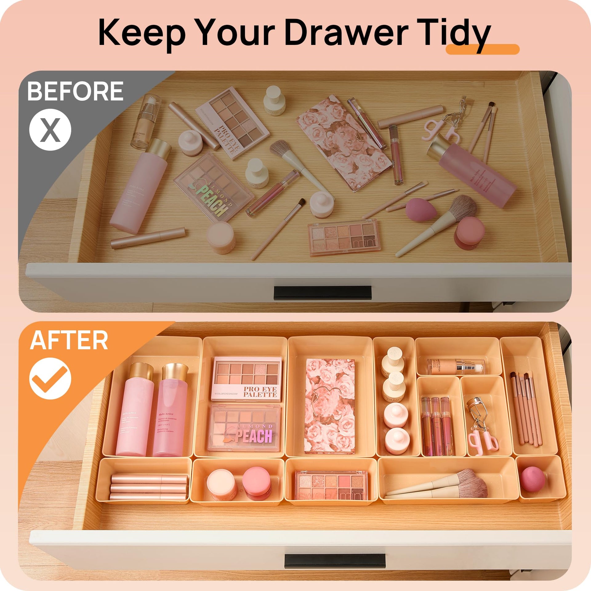 25 Pack Plastic Drawer Organizers with Non (25 Count)