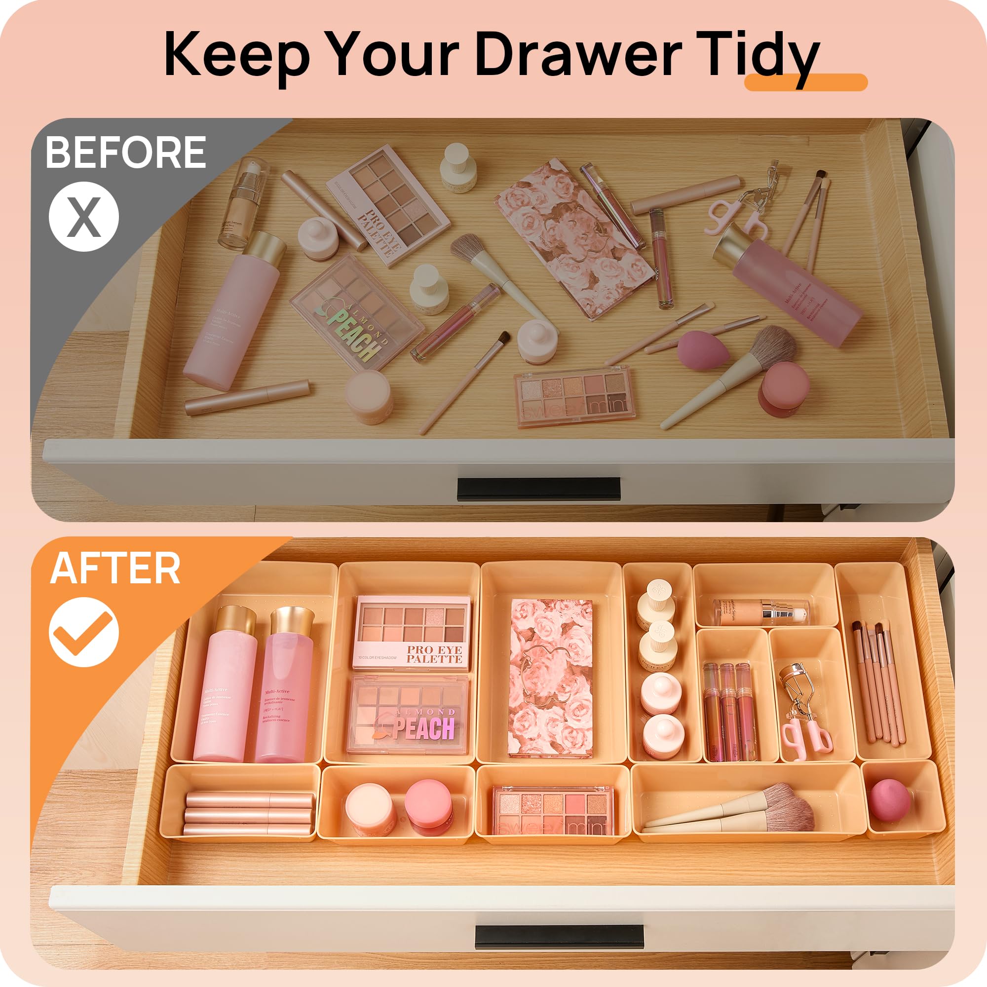 25 Pack Plastic Drawer Organizers with Non (25 Count)