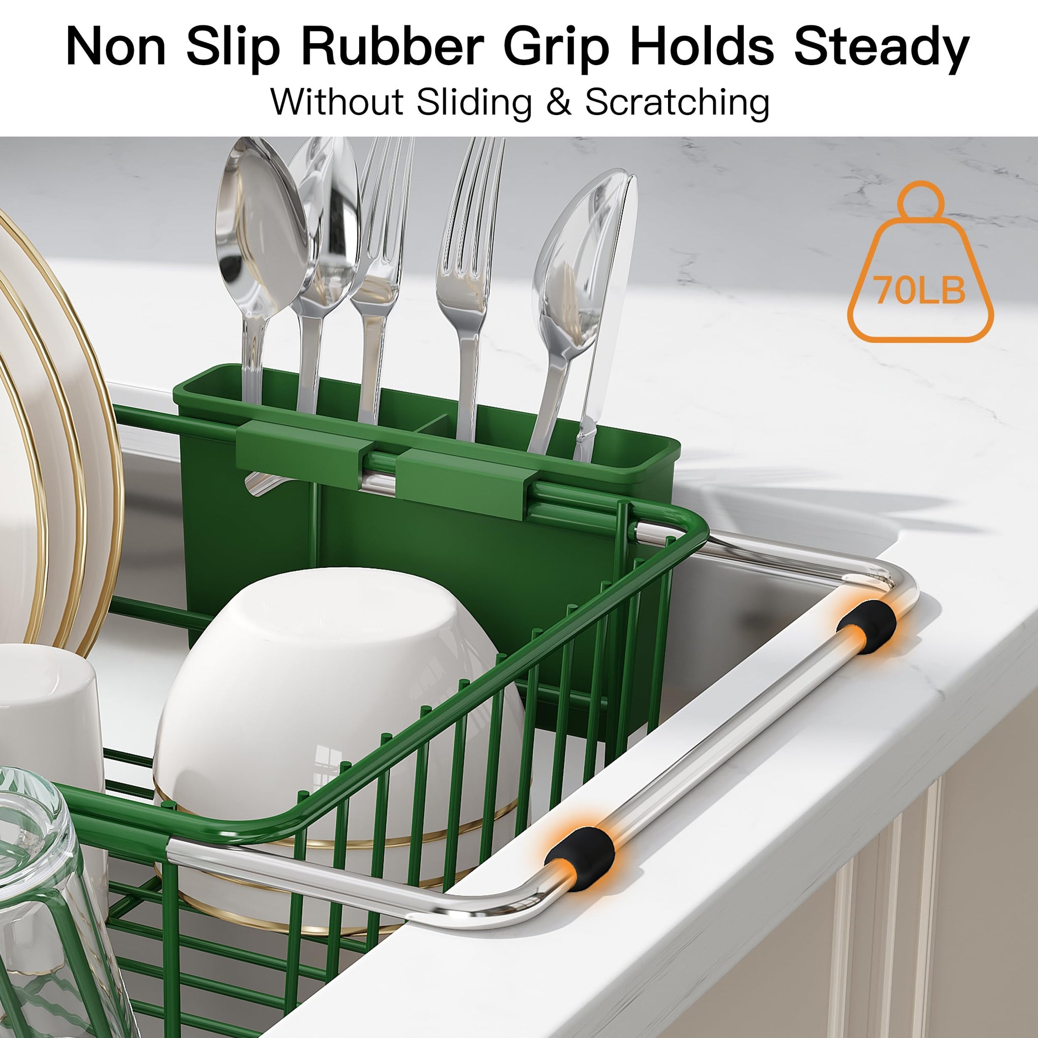 Green Dish Drying Rack in Sink