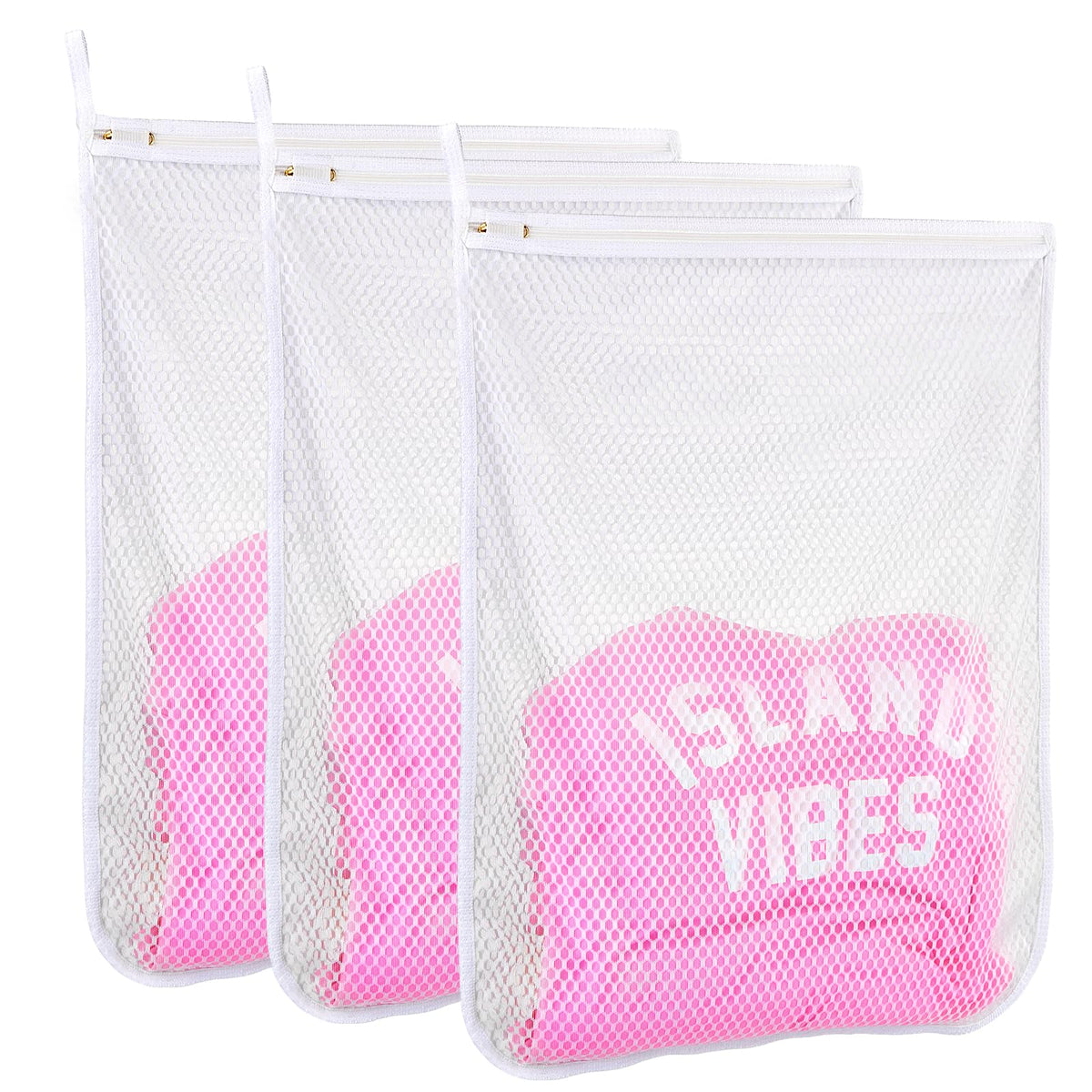 3 pcs Durable Honeycomb Mesh Laundry Bags for Delicates 3 Large (3 Count)