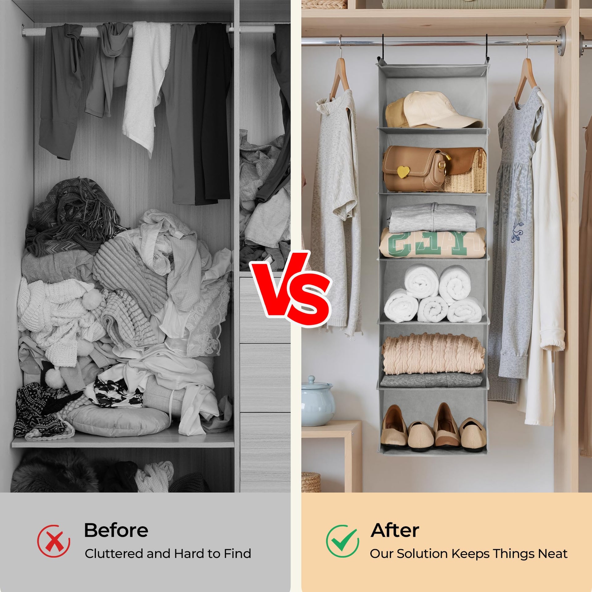 6 Shelf Hanging Closet Organizer