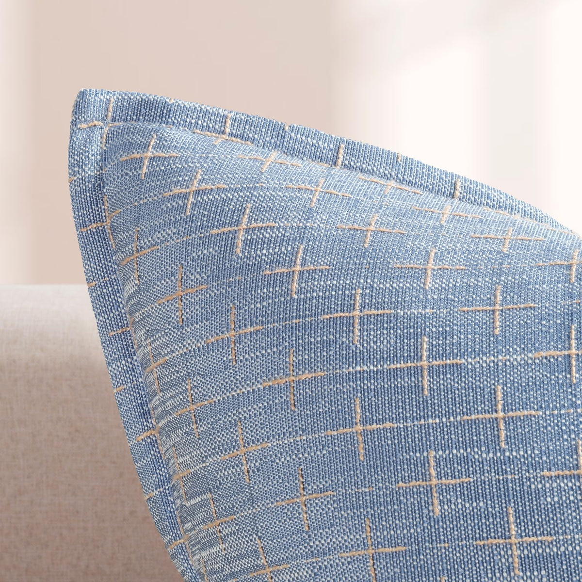 Pillow Covers 24x24 Set of 2 Soft Polyester Textured Pillow Covers with Stylish Flange Edge Cozy Farmhouse Throw Pillows for Couch Bed Sofa Living Room (2 Count)