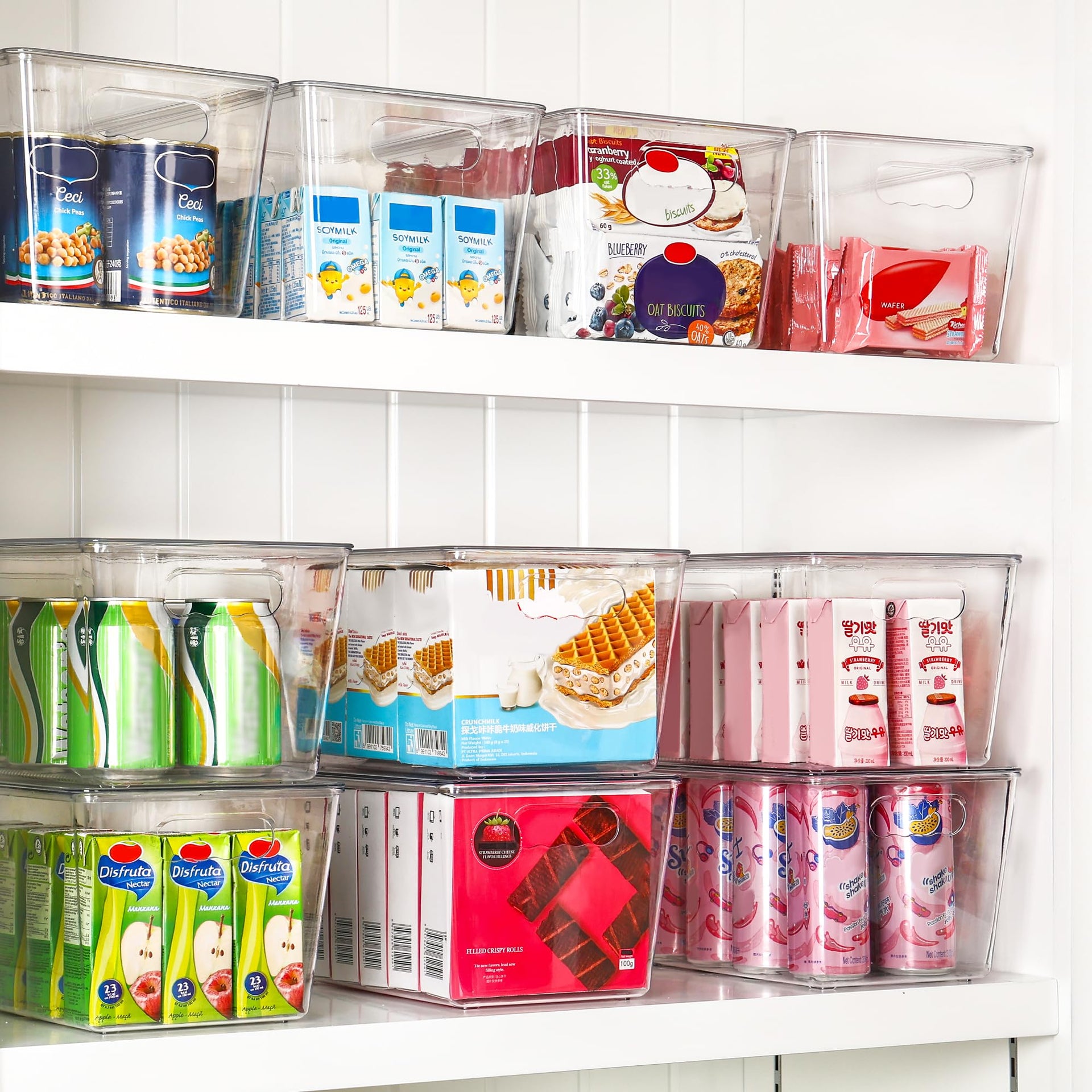 6 Pack Clear Stackable Storage Bins with Lids and Handles (6 Count)