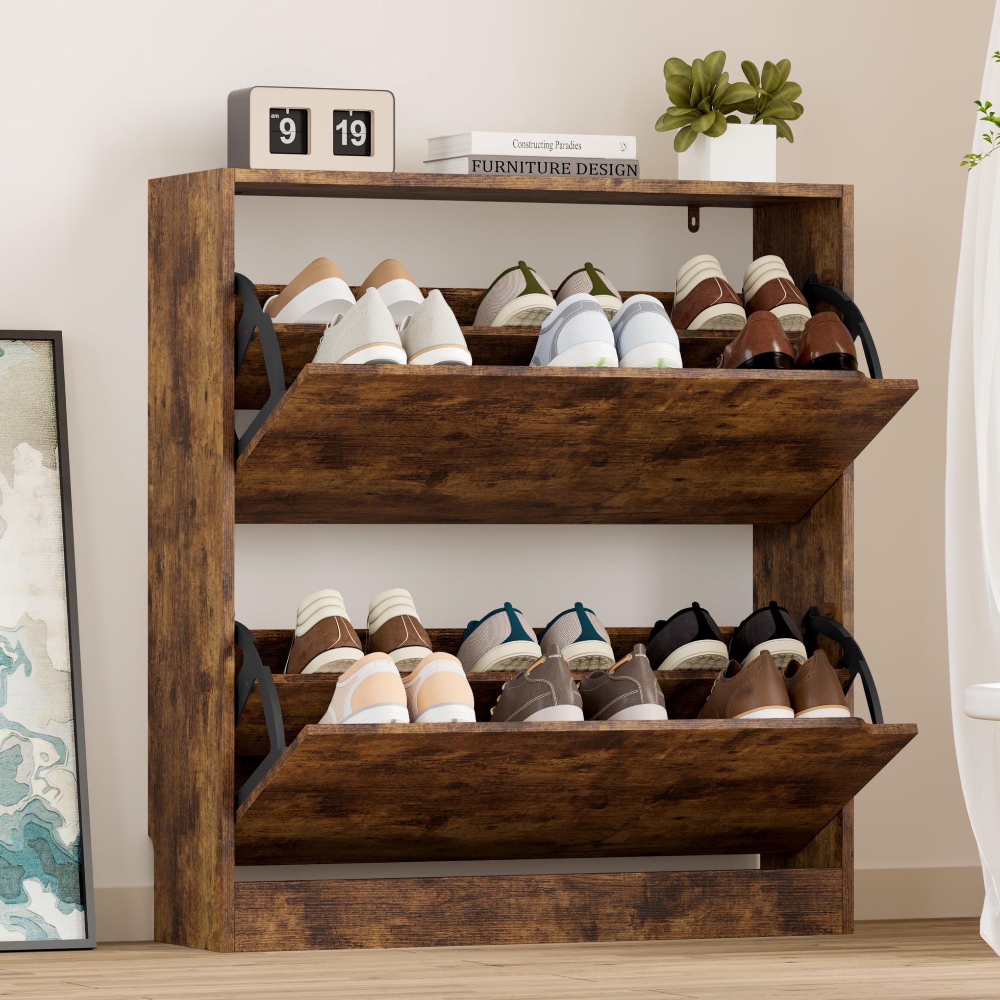 Shoe Cabinet with 2 Flip Drawers
