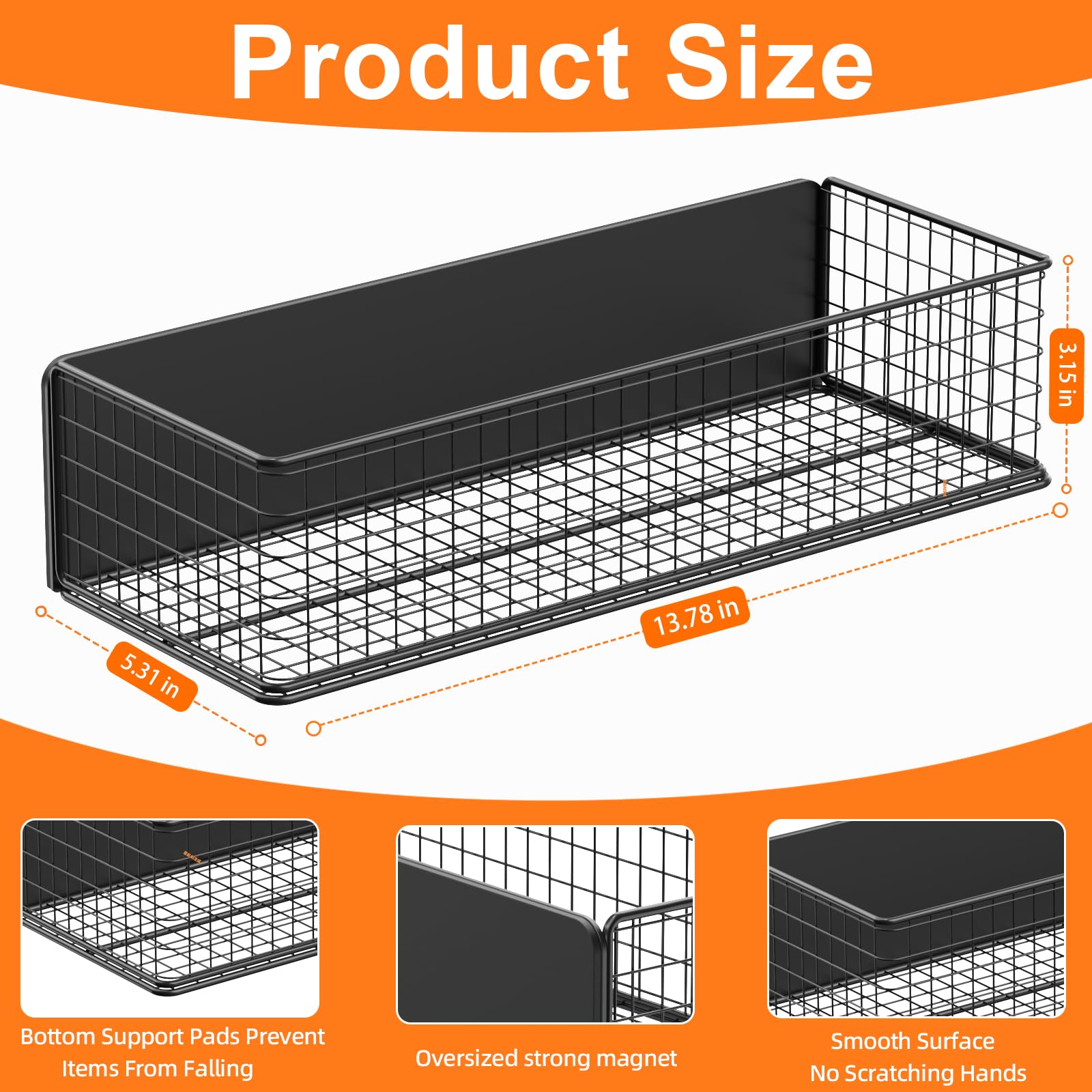 2Pack Magnetic Basket Organizer Holder for Fridge (2 Count)