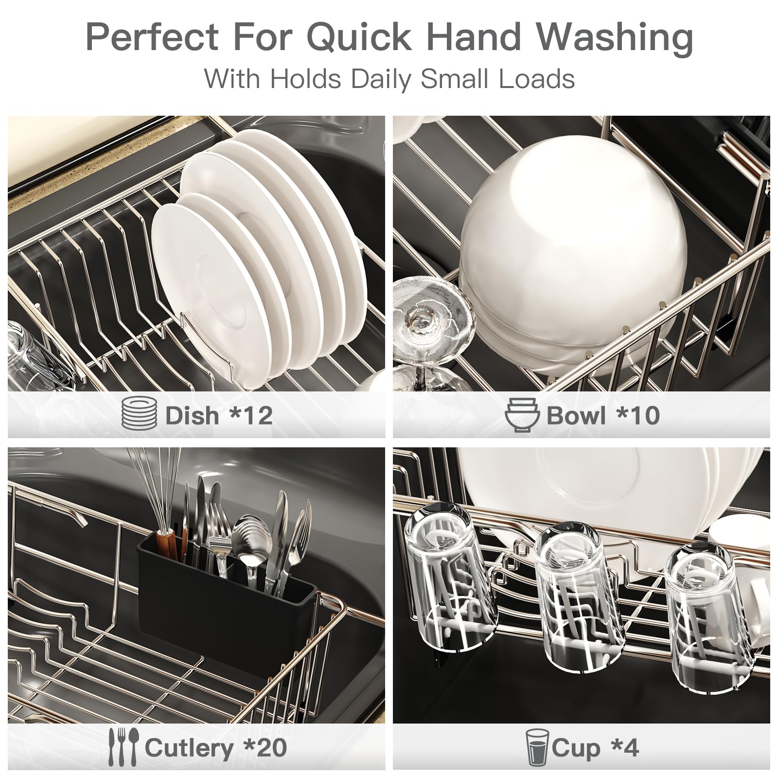 Dish Drying Rack Over The Sink with Utensil Holder
