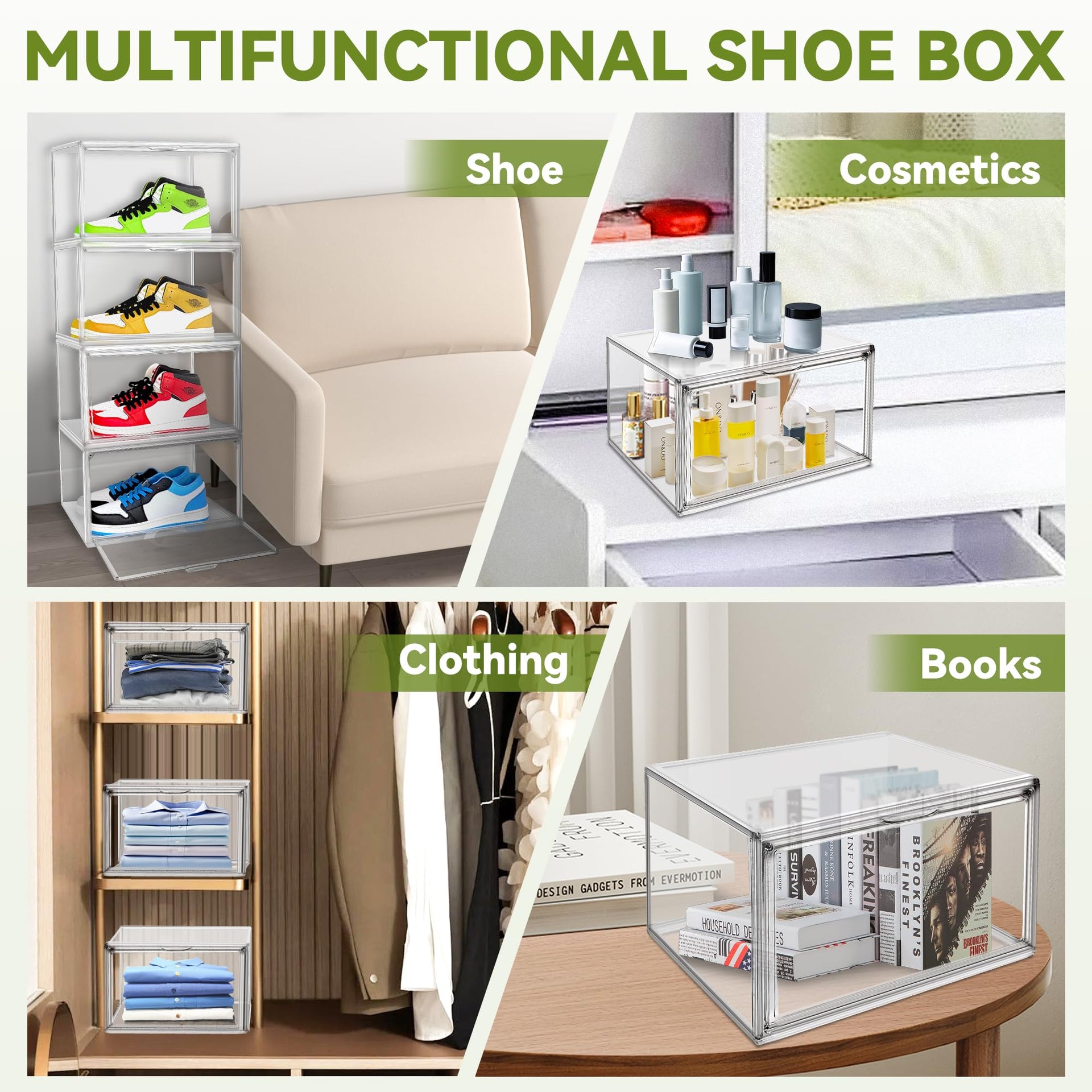 1 Pack Clear Plastic Shoe Boxes