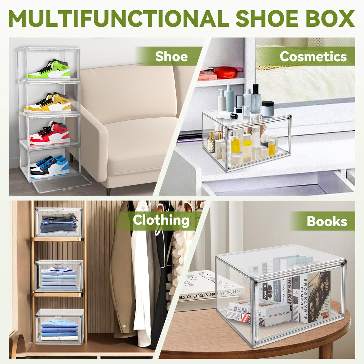 1 Pack Clear Plastic Shoe Boxes
