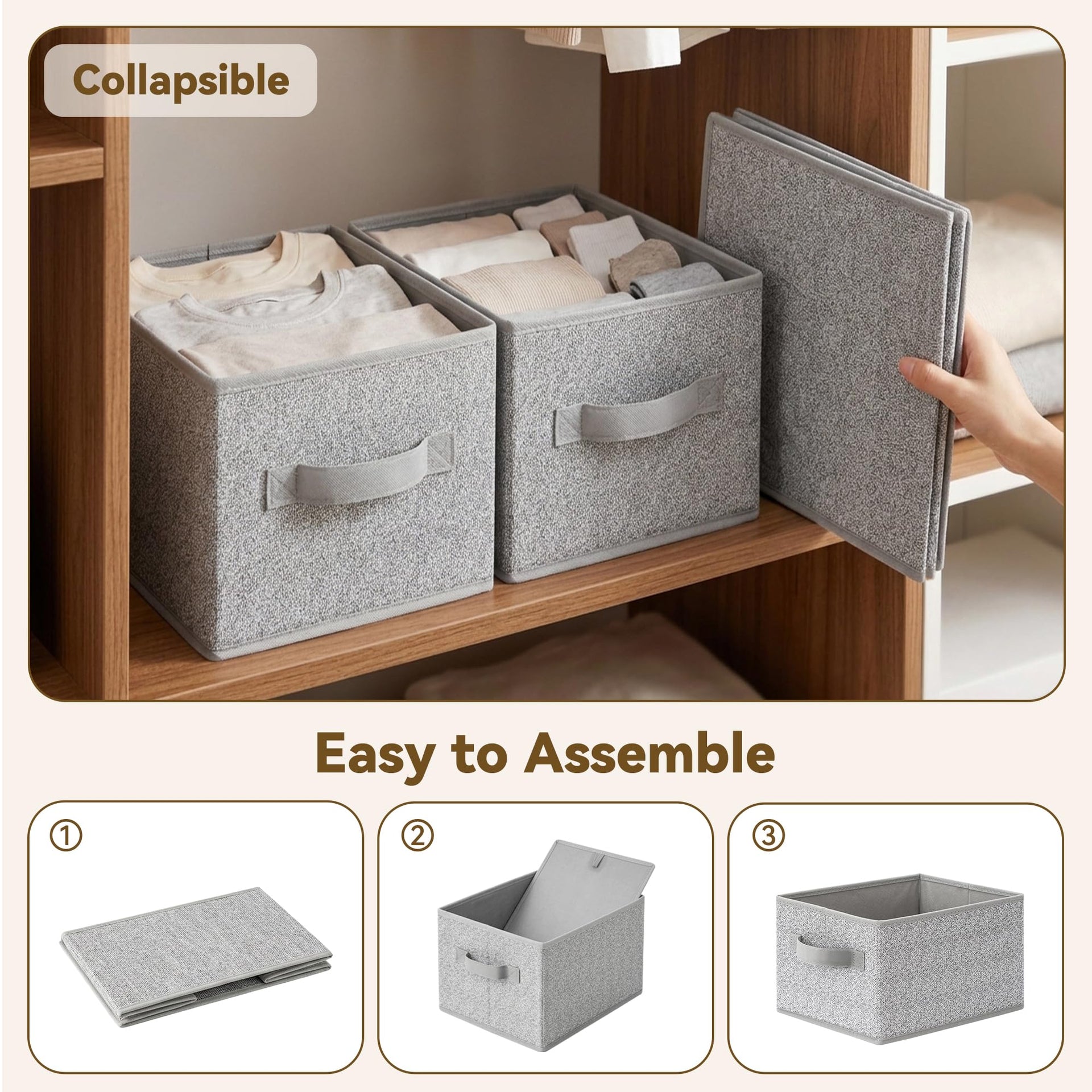 Closet Storage Bins with Handles (3 Count)