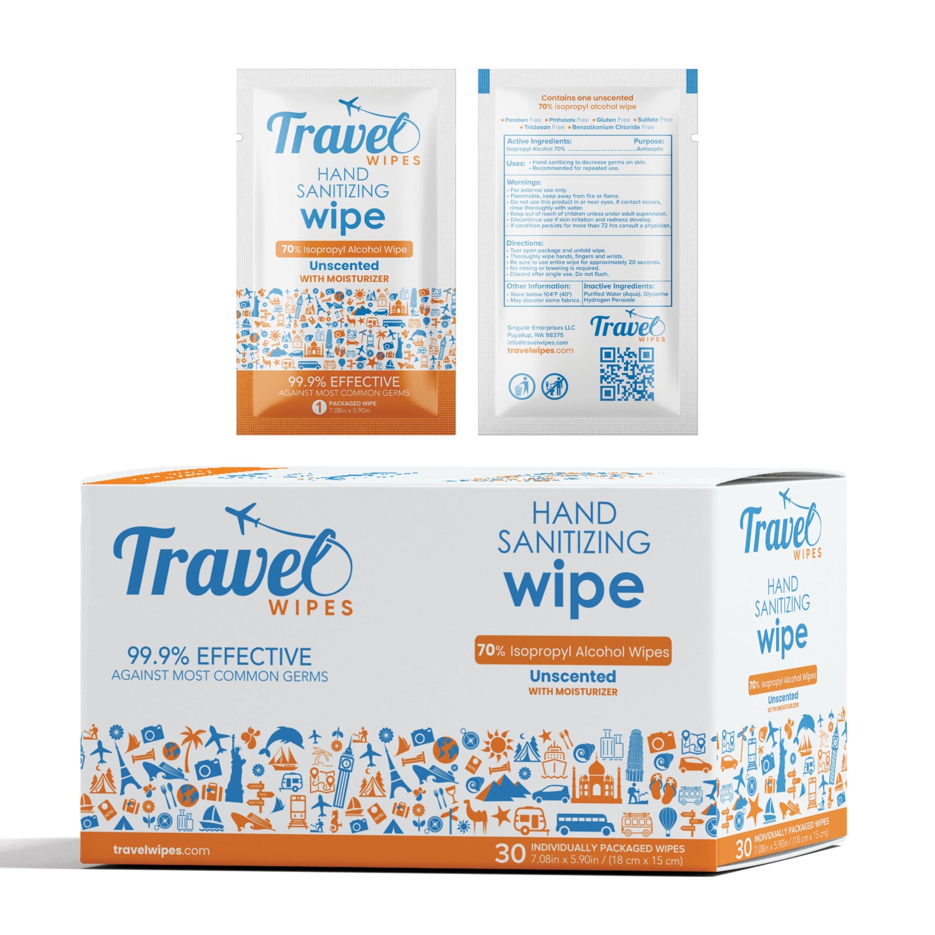 Hand Sanitizing Travel Wipes (30 Count)