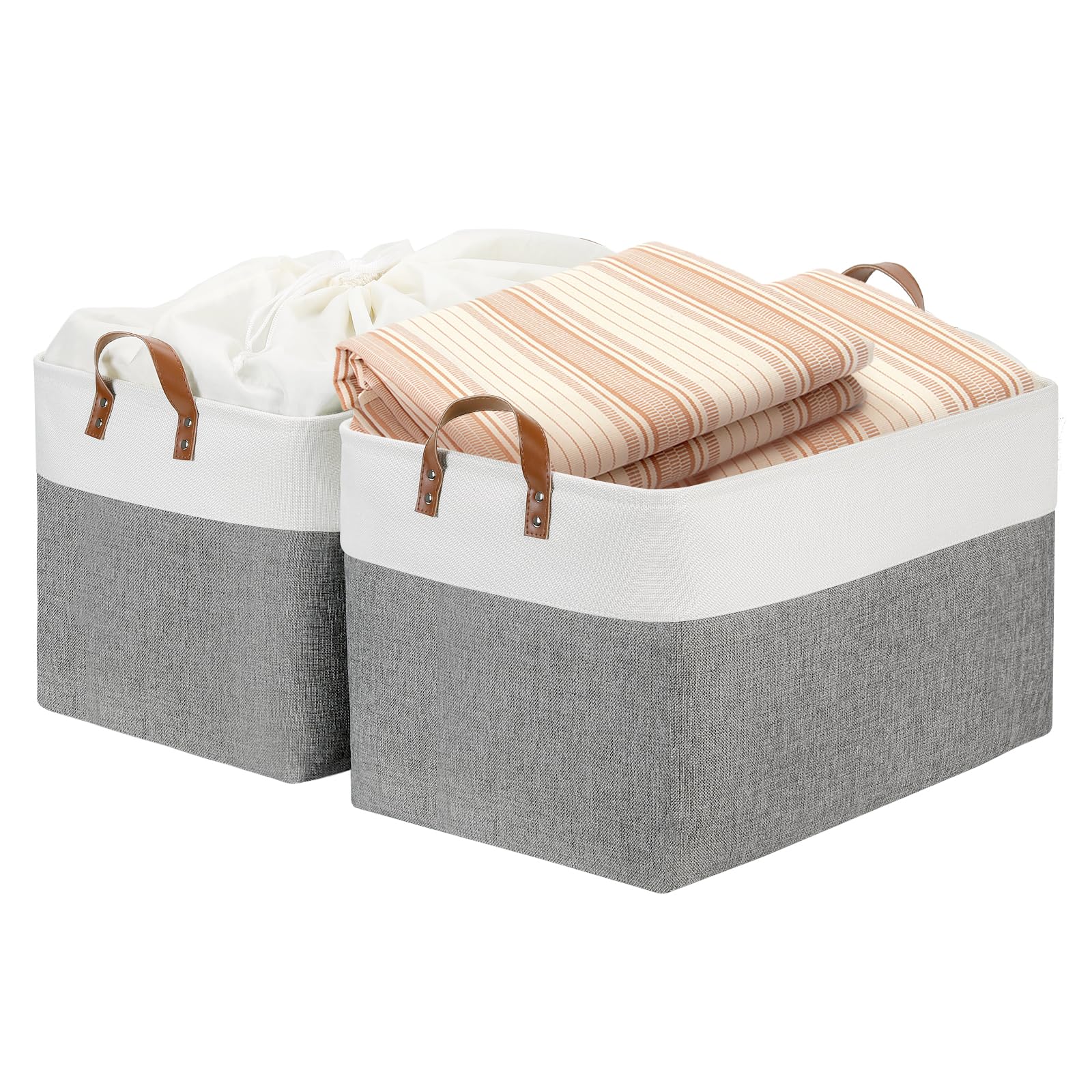 Extra Large Storage Baskets for Organizing 22"x15"x13" Foldable Fabric Storage Baskets Organizer Bins with Handles Large Storage Basket for Shelves Closet Toys Books