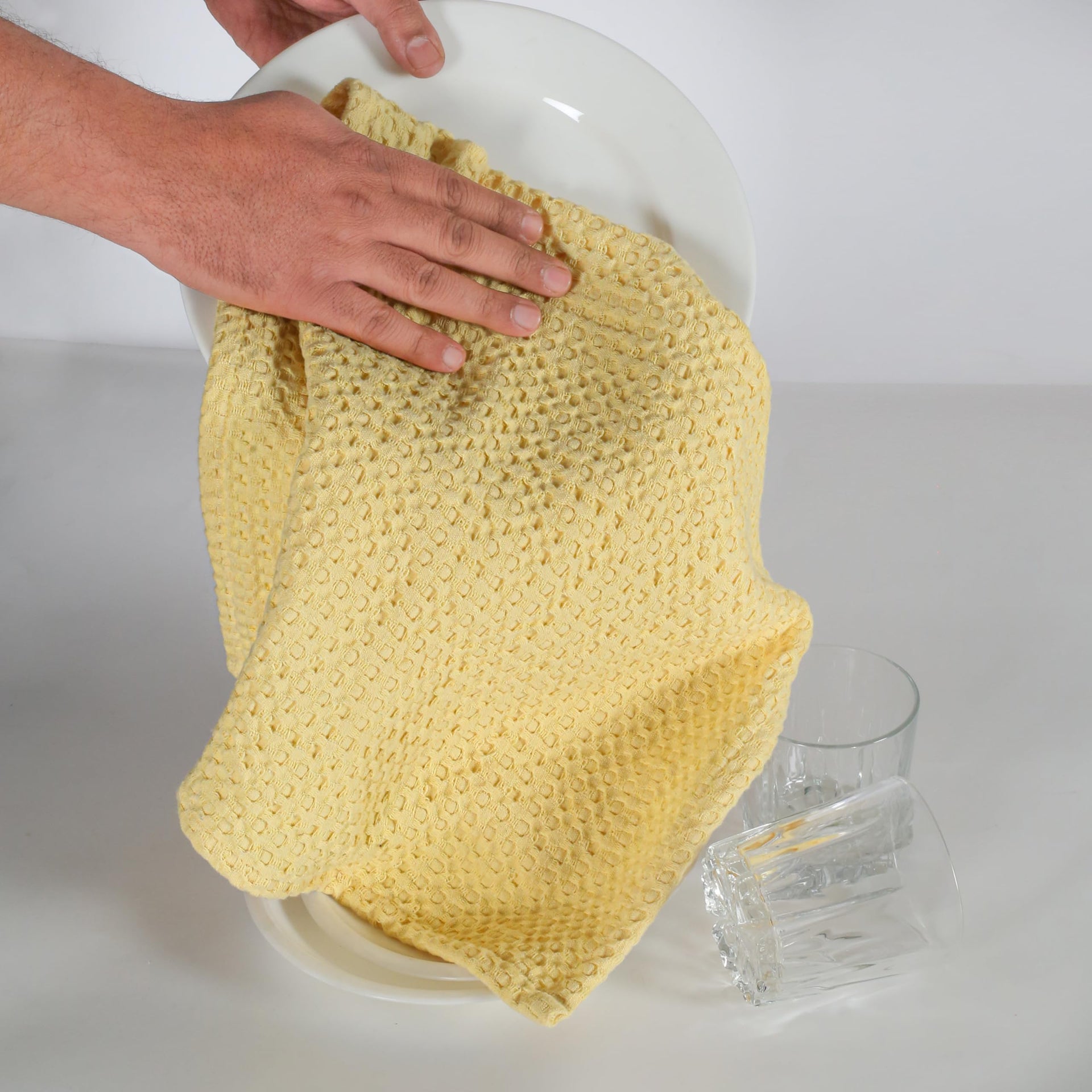 4 Pack Premium Waffle Kitchen Towels with Hanging Loop 16x26 inches