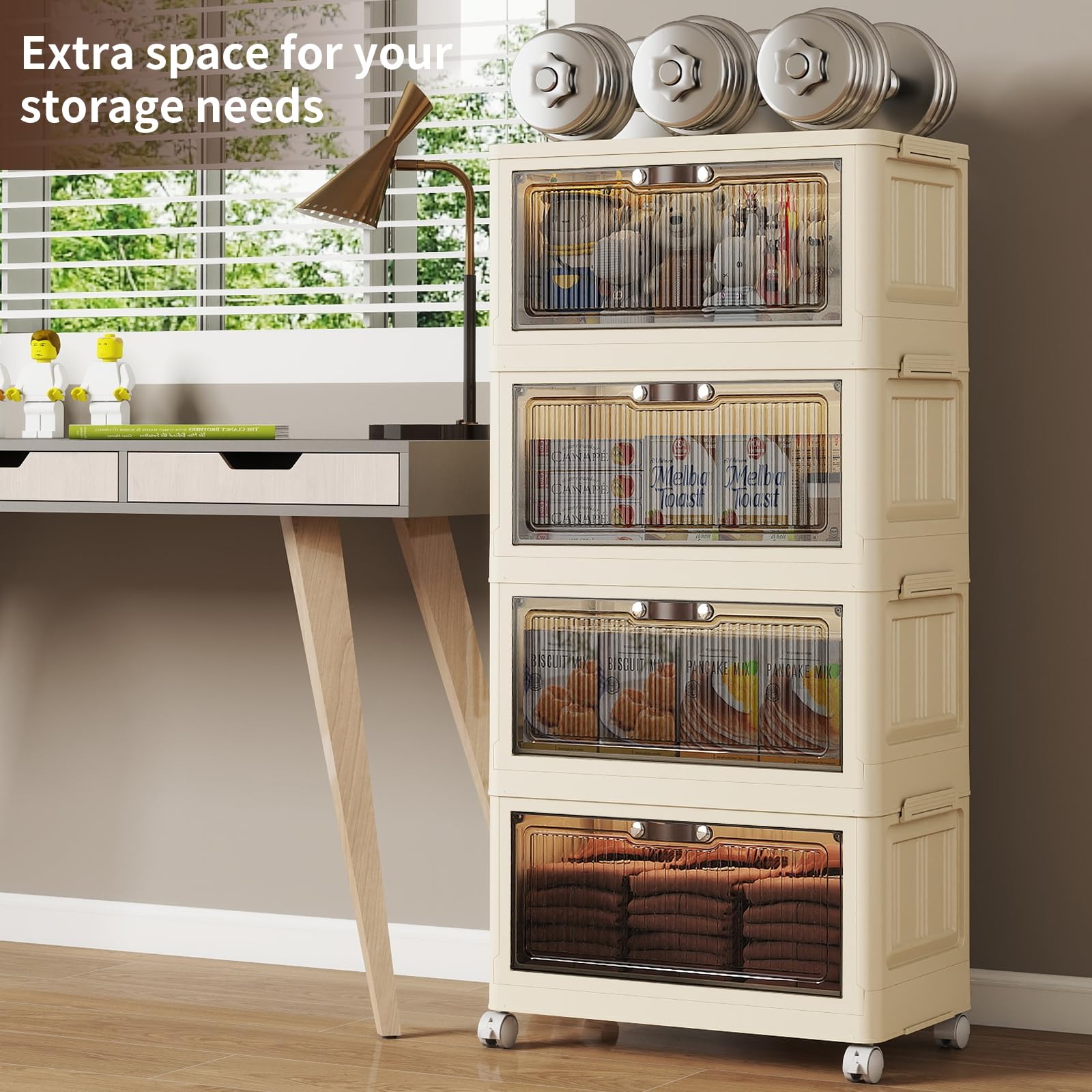 4 Tier Stackable Storage Bins with Lid and Wheels (3 Count)