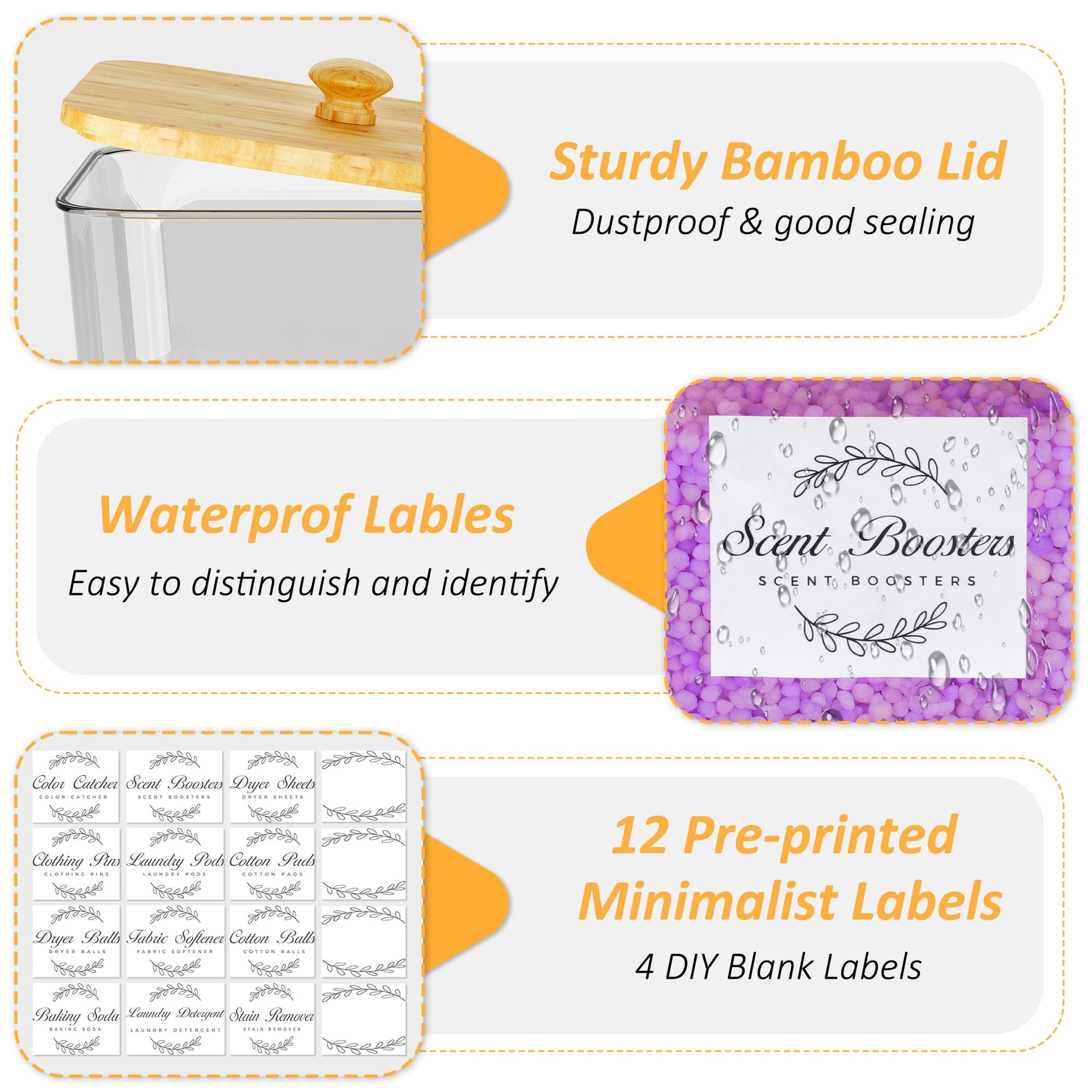 3 Pack Laundry Pods Container & Dryer Sheet Holder Set