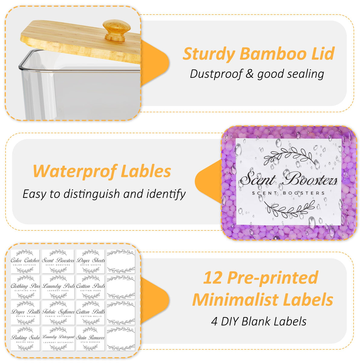 3 Pack Laundry Pods Container & Dryer Sheet Holder Set