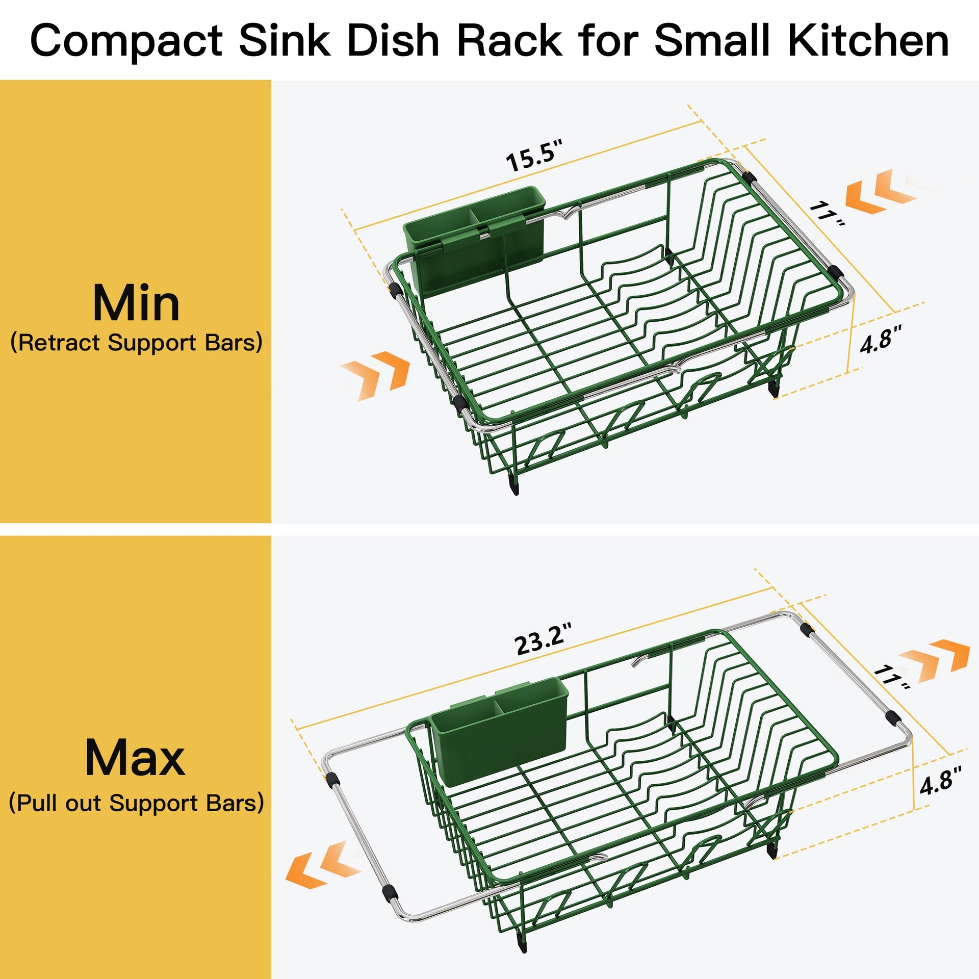 Green Dish Drying Rack in Sink