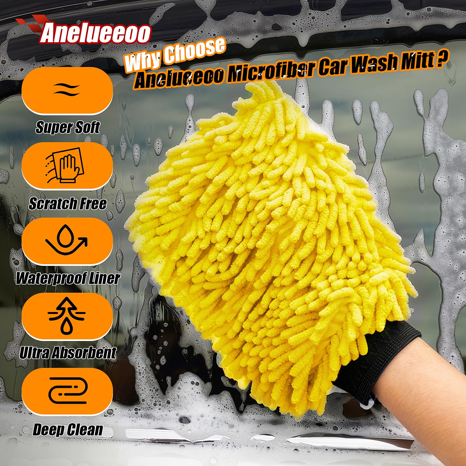 Car Wash Mitt Microfiber (4 Count)