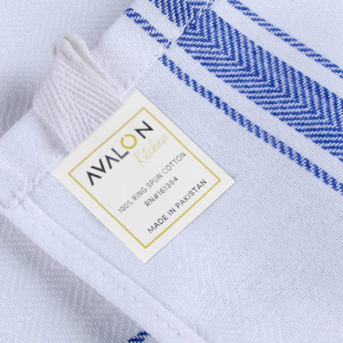 Dish Towels 15 Pack Blue Stripe 100% Cotton Kitchen Towel 15x25 Inch Tea Towels (15 Count)