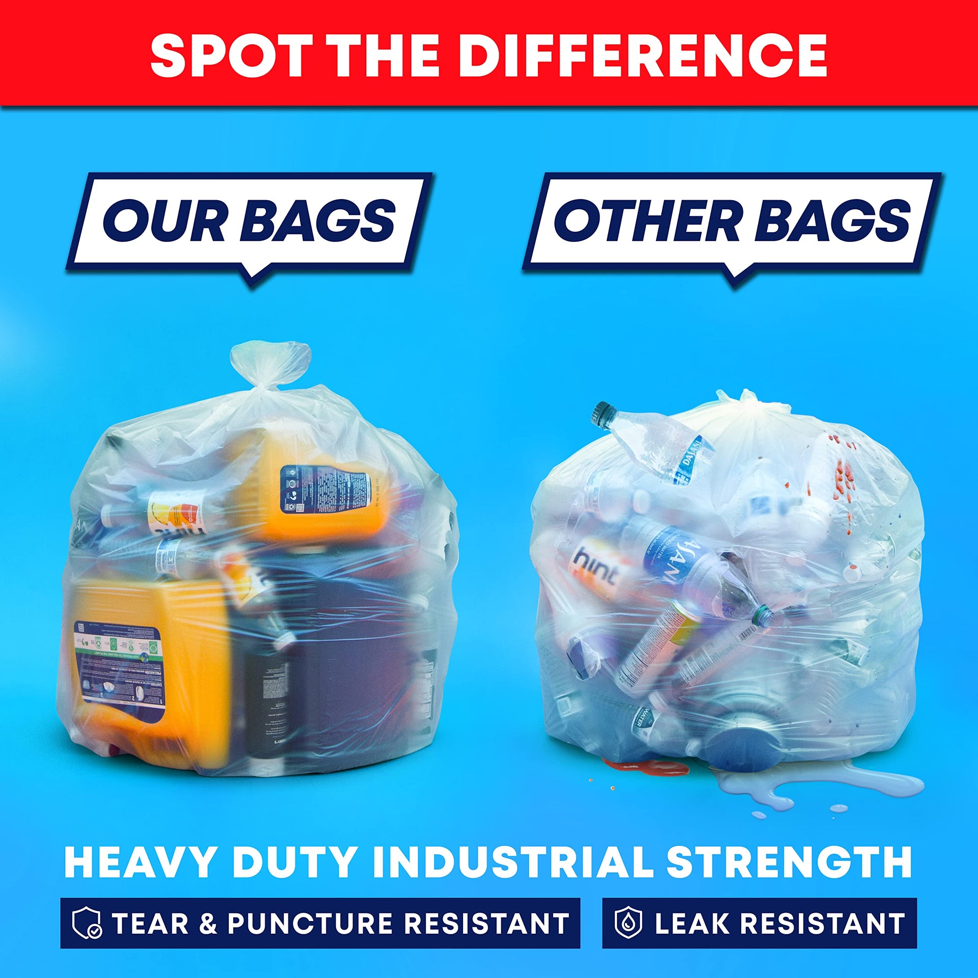 30 33 Gallon Clear Trash Bags Heavy Duty (250 Count)