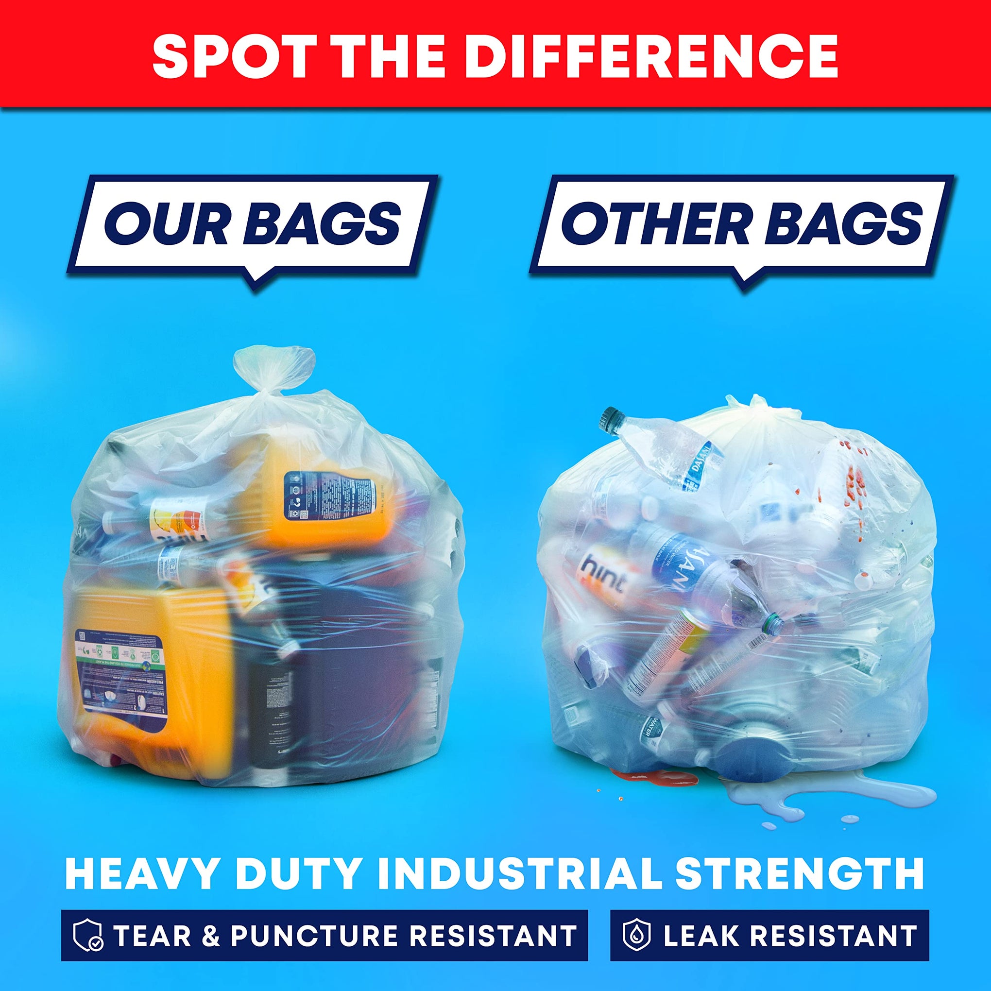 30 33 Gallon Clear Trash Bags Heavy Duty (250 Count)