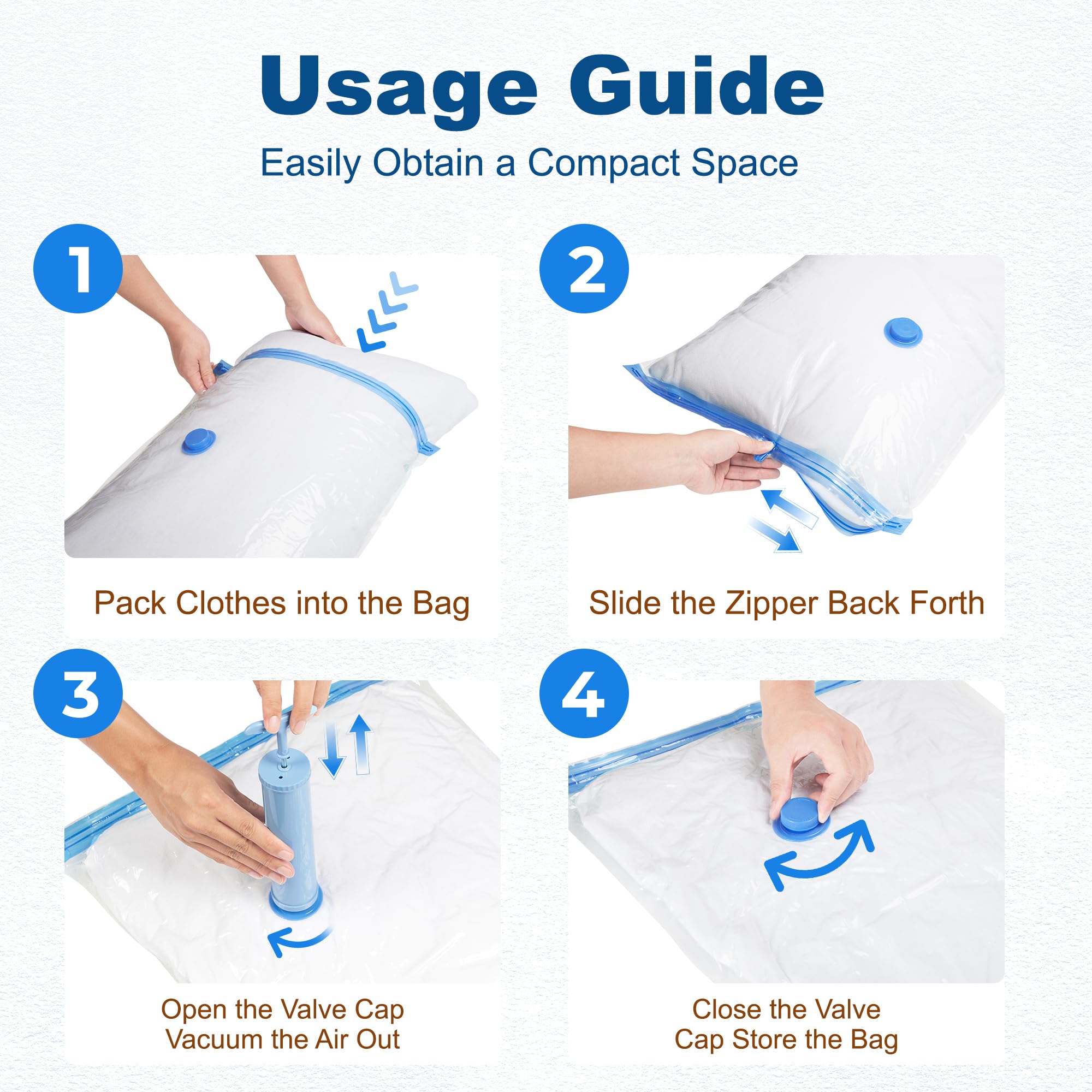 10 Large Vacuum Storage Bags with Pump (10 Count)