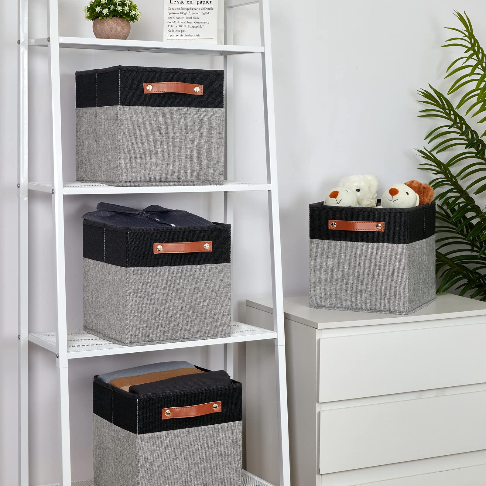 11 x 11 Cube Storage Bins Fabric Storage Cubes for Shelf (4 Count)