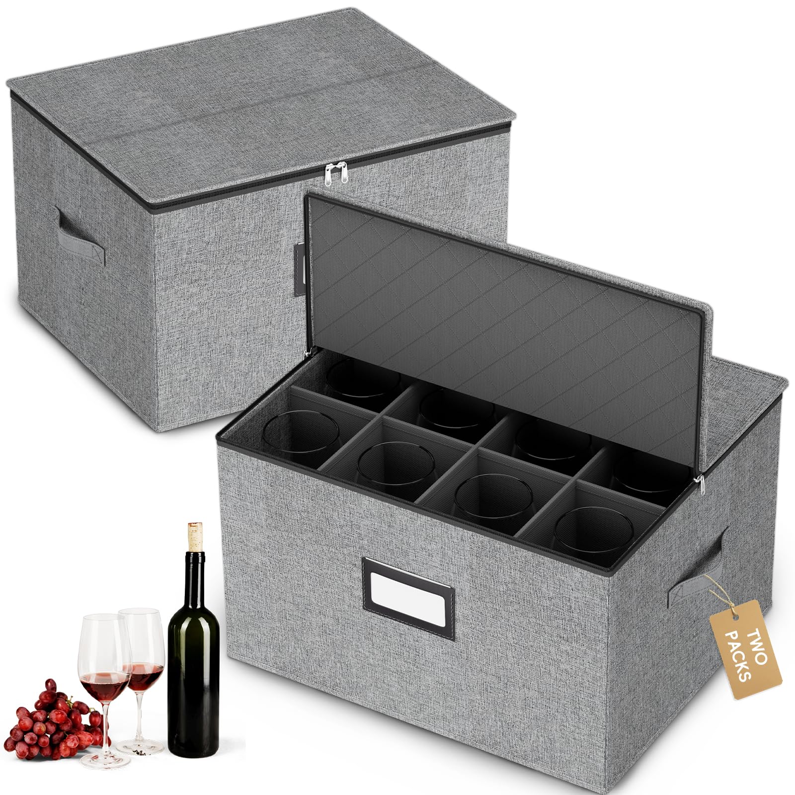 Wine Glass Storage Box with Dividers