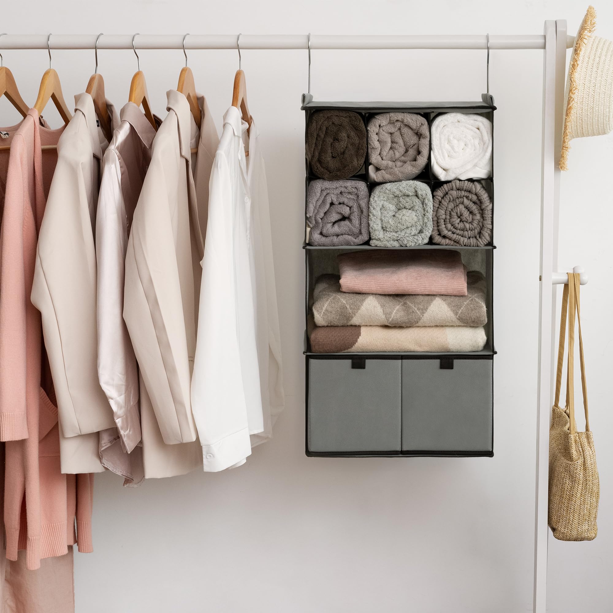4 Shelf Hanging Closet Organizer with Drawer