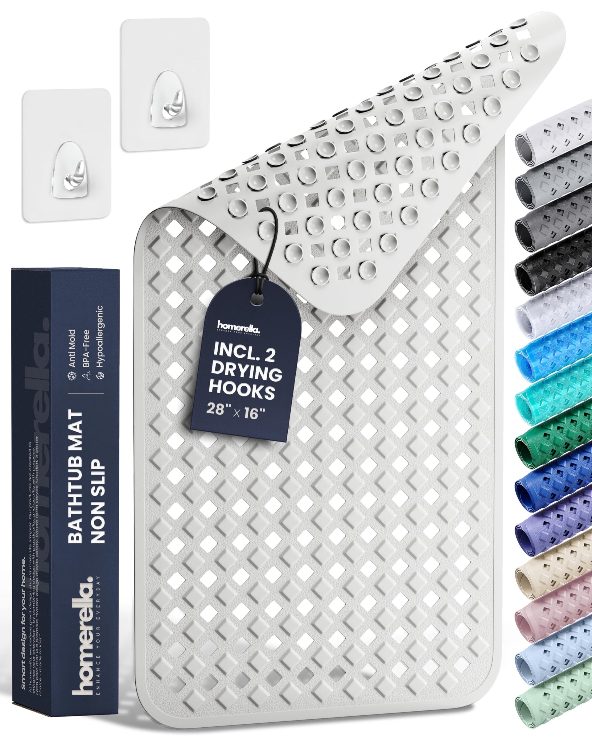 Bathtub Mat Non Slip 28x16 Shower Mat Non Slip Anti Mold BPA Free