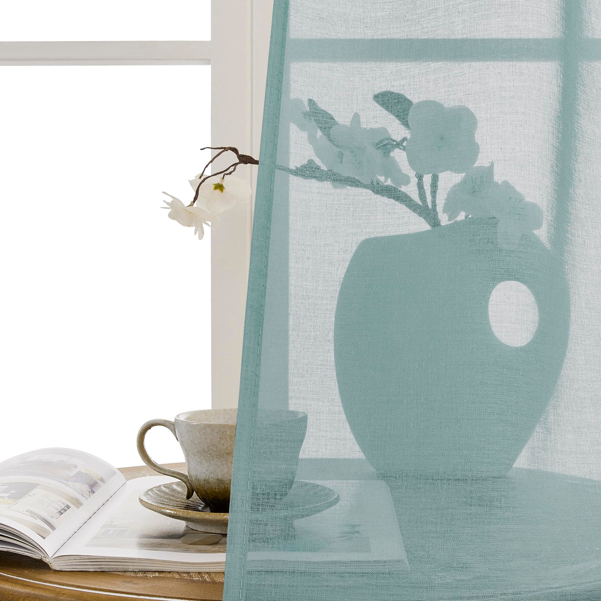 Small Sheer Door Curtain Closet Linen Textured Curtain Sheers Doorway Light Filtering Voile French Door Rod Pocket Curtains Patio Glass Doors