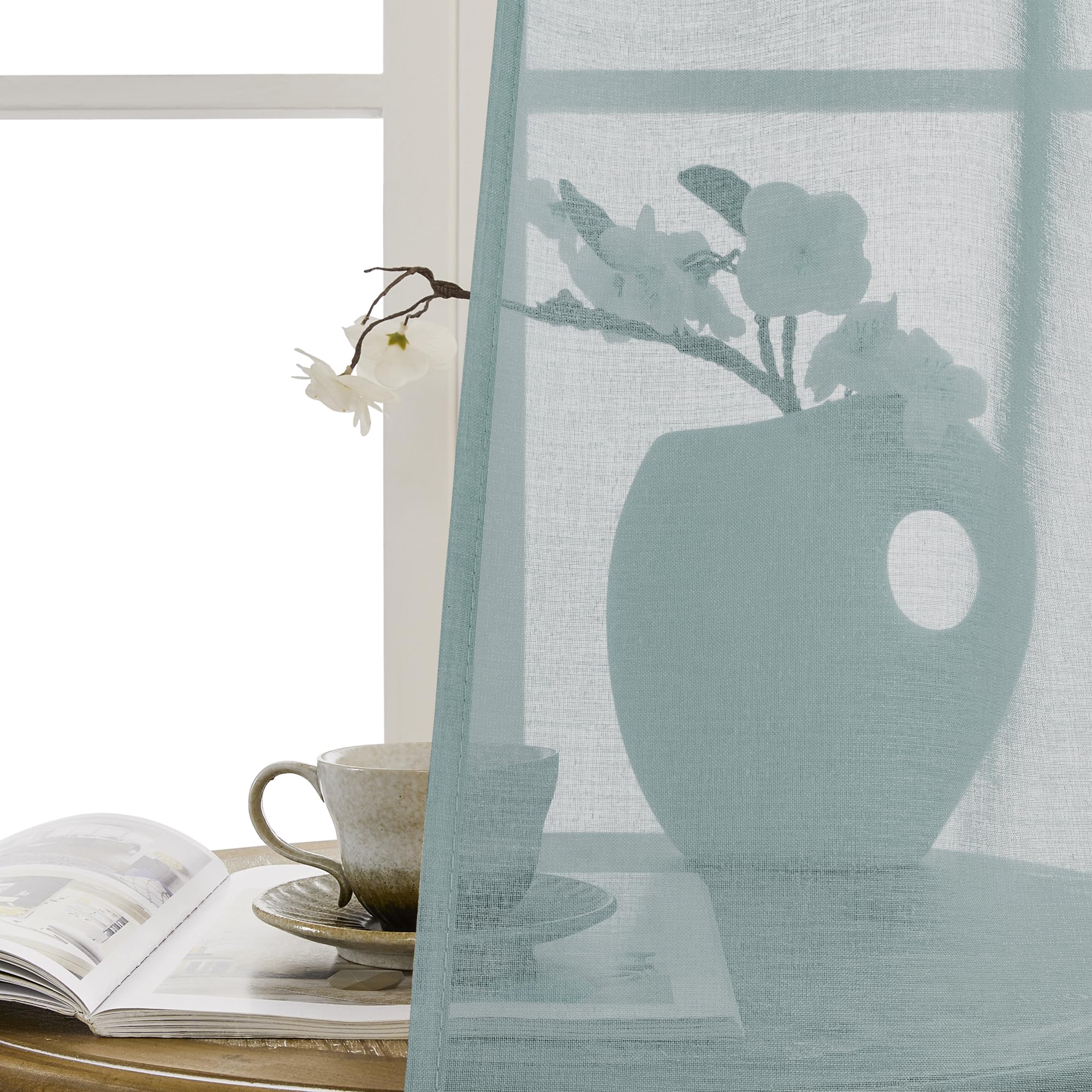 Small Sheer Door Curtain Closet Linen Textured Curtain Sheers Doorway Light Filtering Voile French Door Rod Pocket Curtains Patio Glass Doors