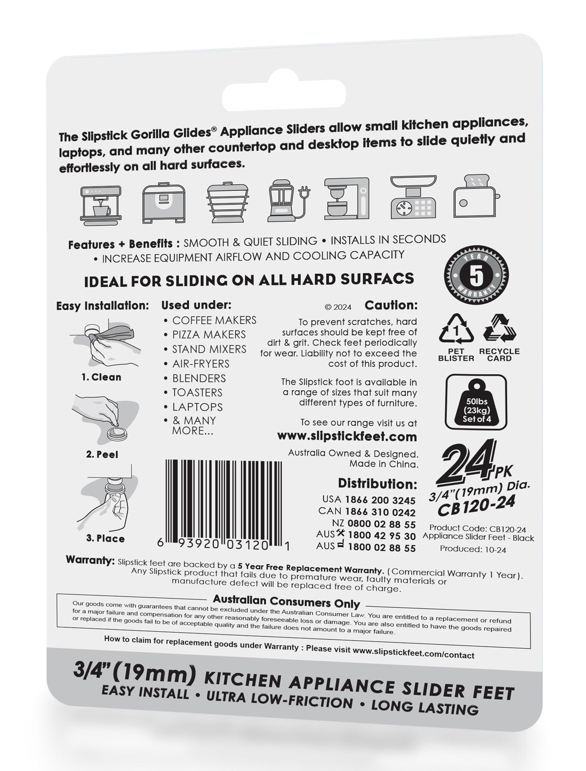 GorillaGlides Kitchen Appliance Sliders (24 Count)