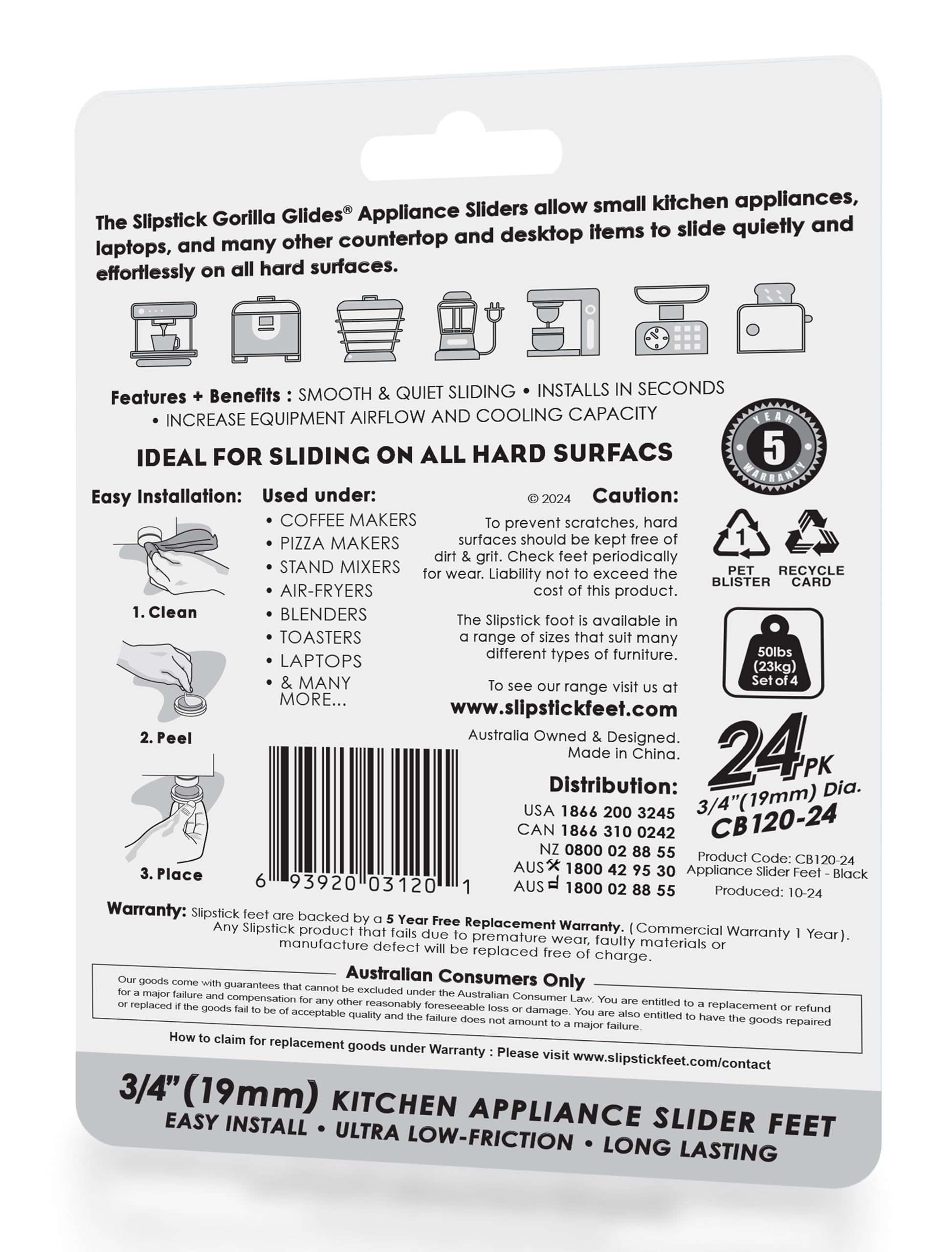 GorillaGlides Kitchen Appliance Sliders (24 Count)