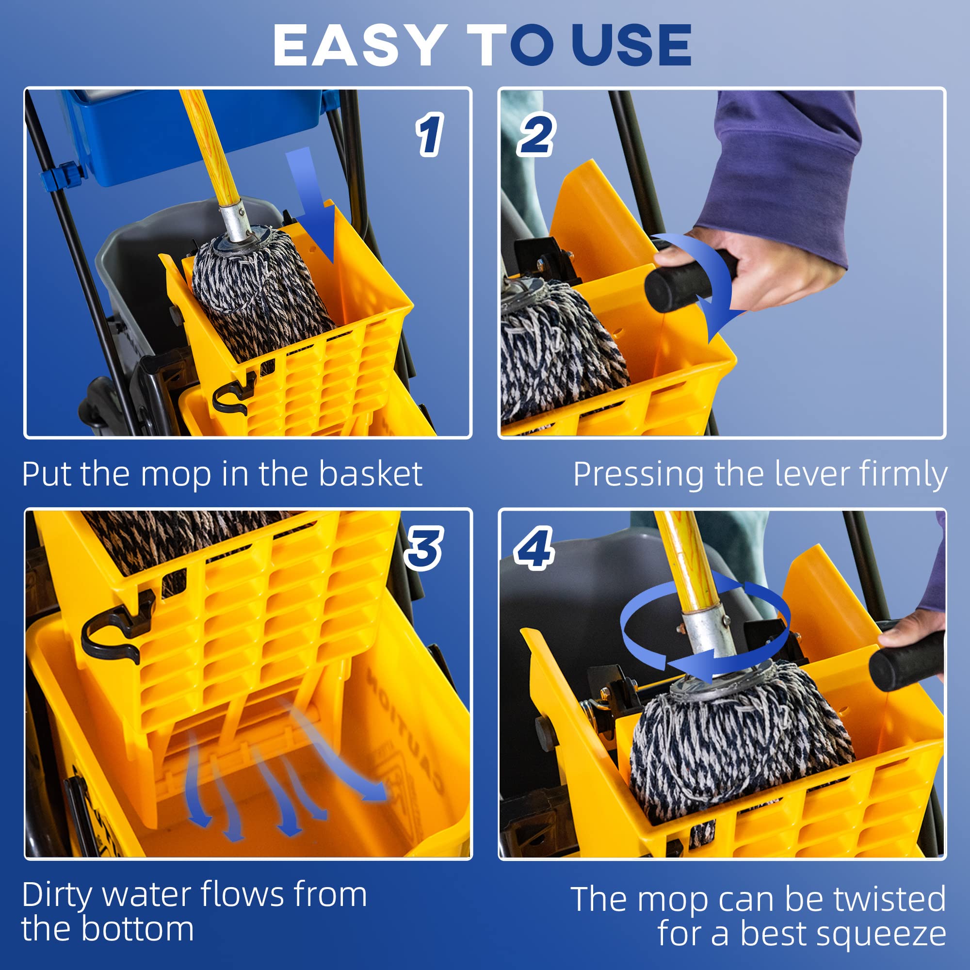 Mop Water Bucket Wringer Cart