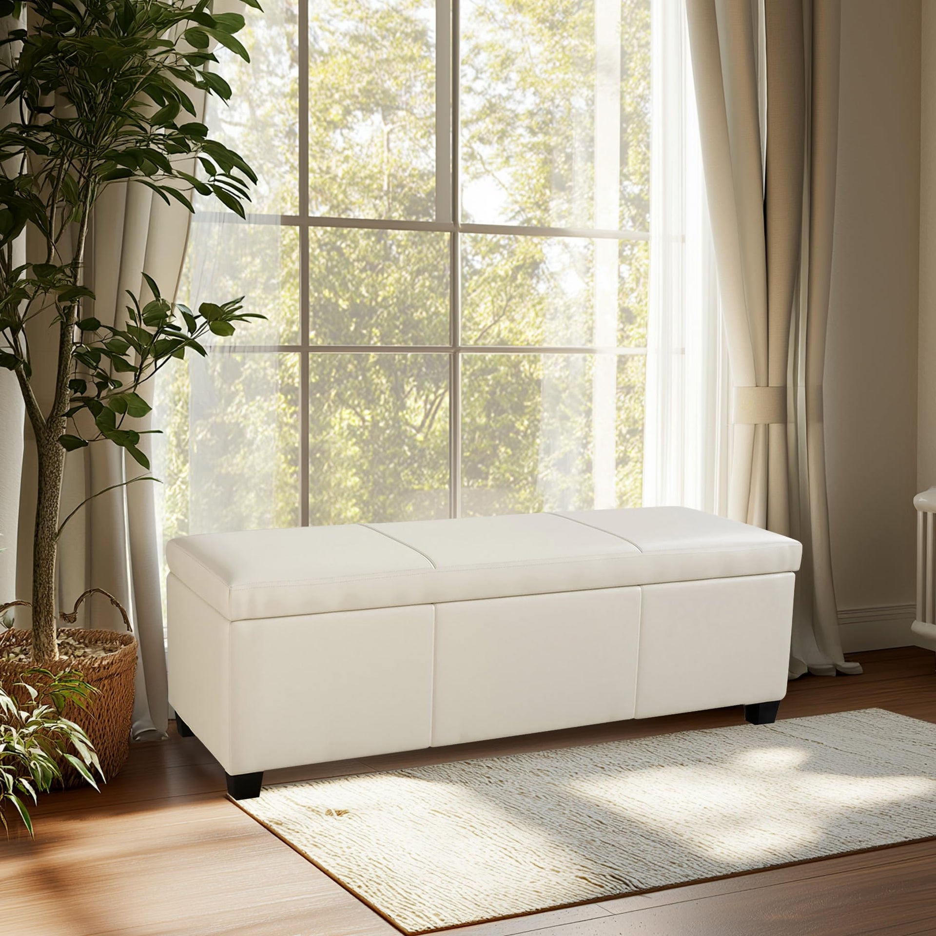 Storage Faux Leather Ottoman